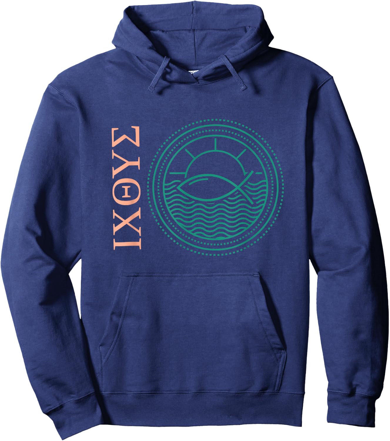 Ixoye Ichthys Ichthus Greek Fish Jesus Christ Son God Savior Hoodie - Hoodie | Navy