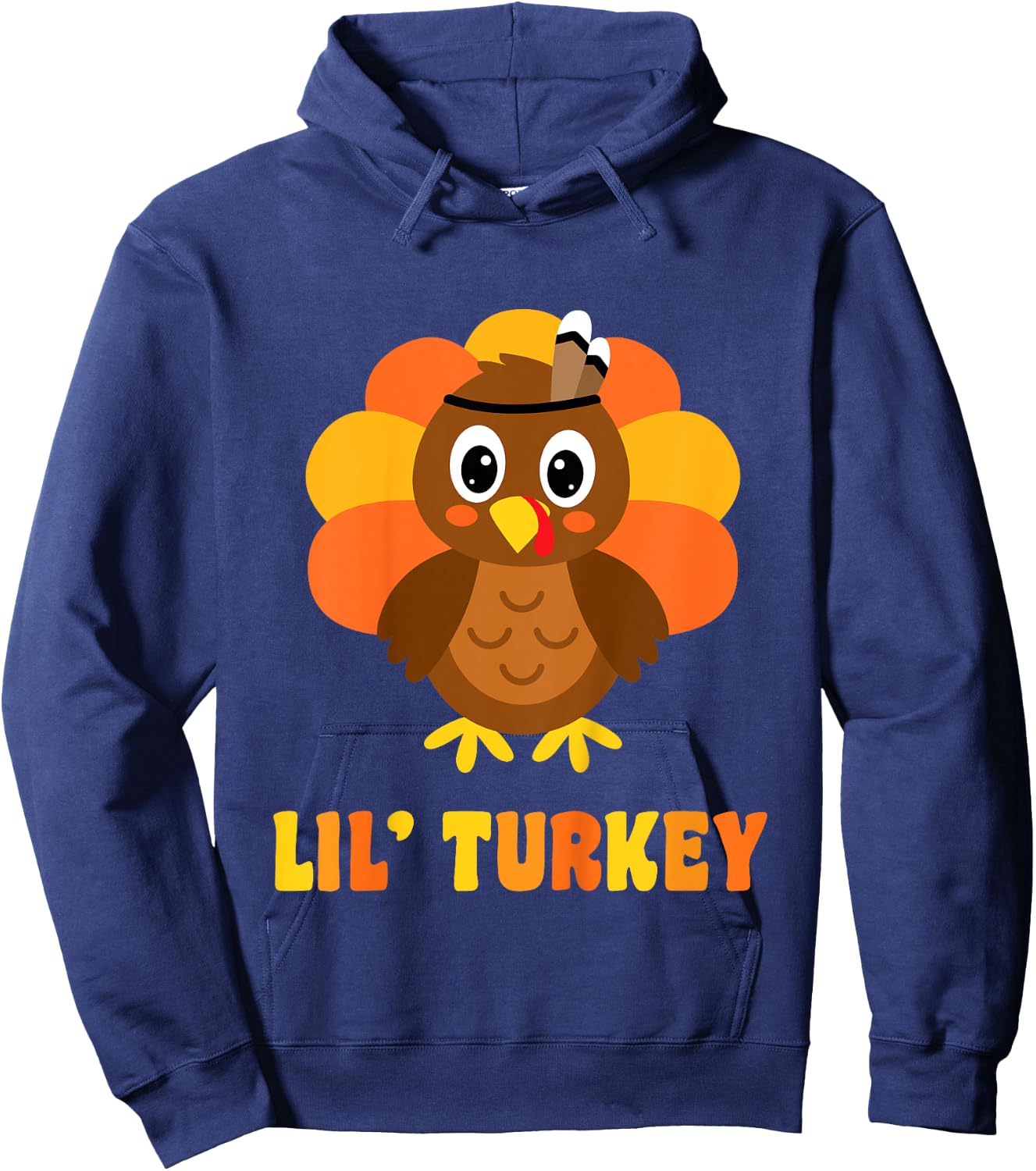 Kids Cute Lil Turkey Boy Thanksgiving Hoodie - Hoodie | Navy