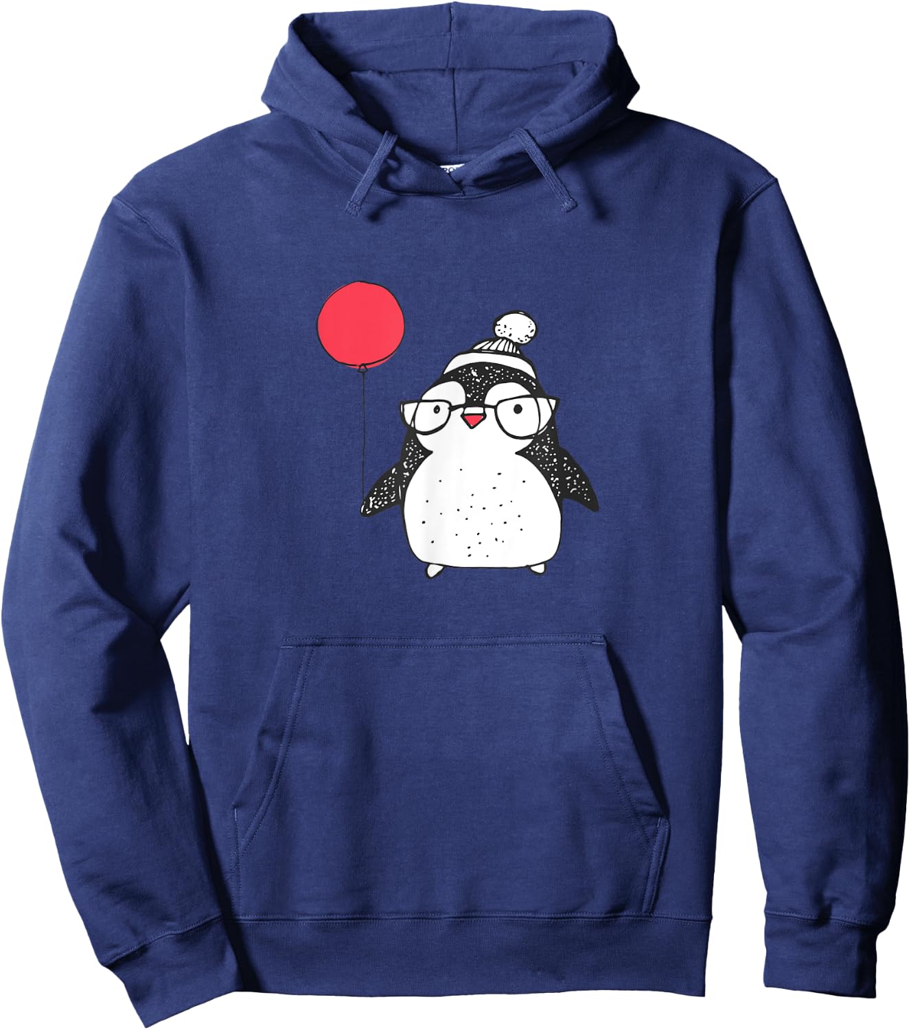 Kids Cute Christmas Baby Penguin Red Balloon Eyeglasses Hoodie - Hoodie | Navy