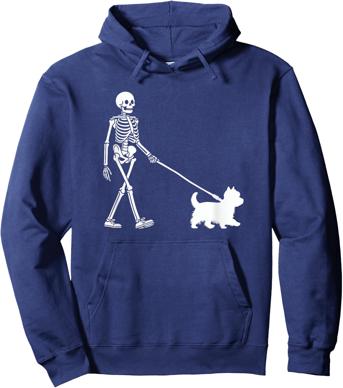 Skeleton Walking a Dog Westie Halloween Outfit Women Kids Hoodie - Hoodie | Navy