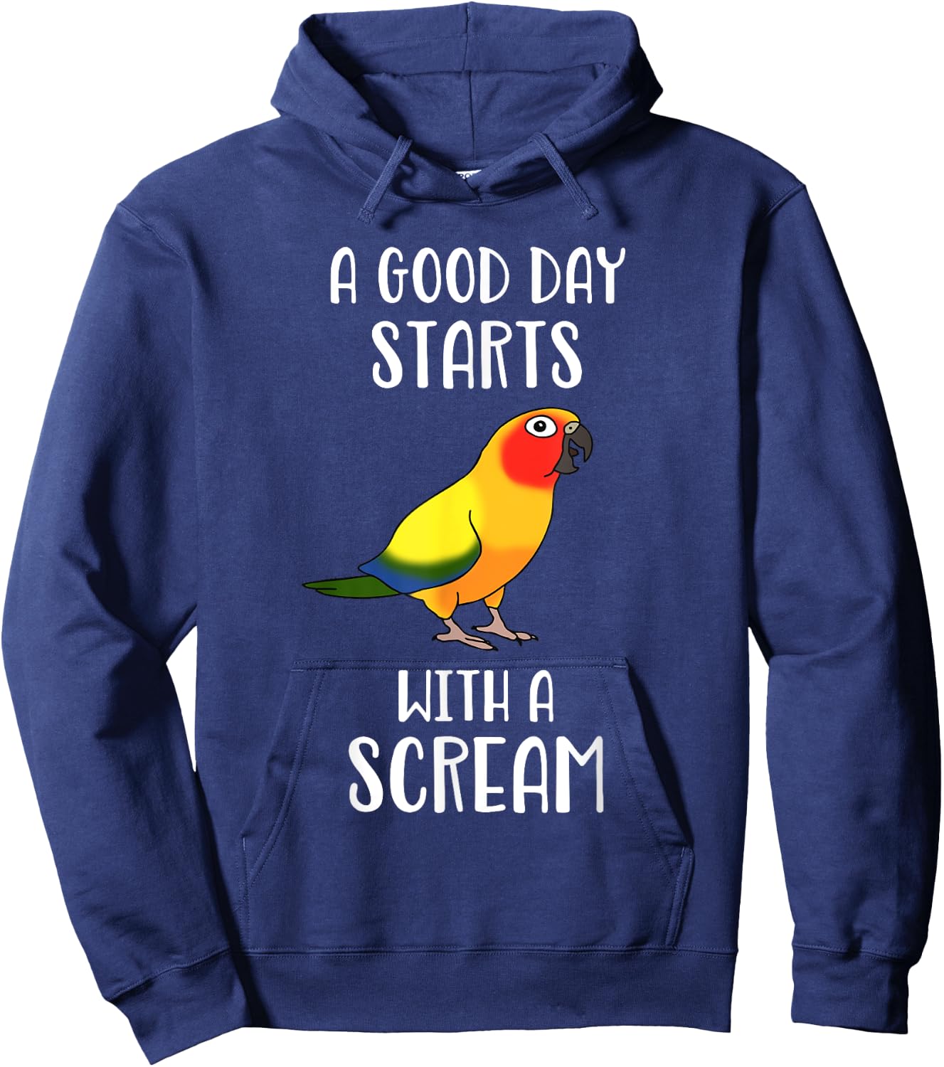 A good day start with a Scream Funny Sun Conure Birb memes Hoodie - Hoodie | Navy