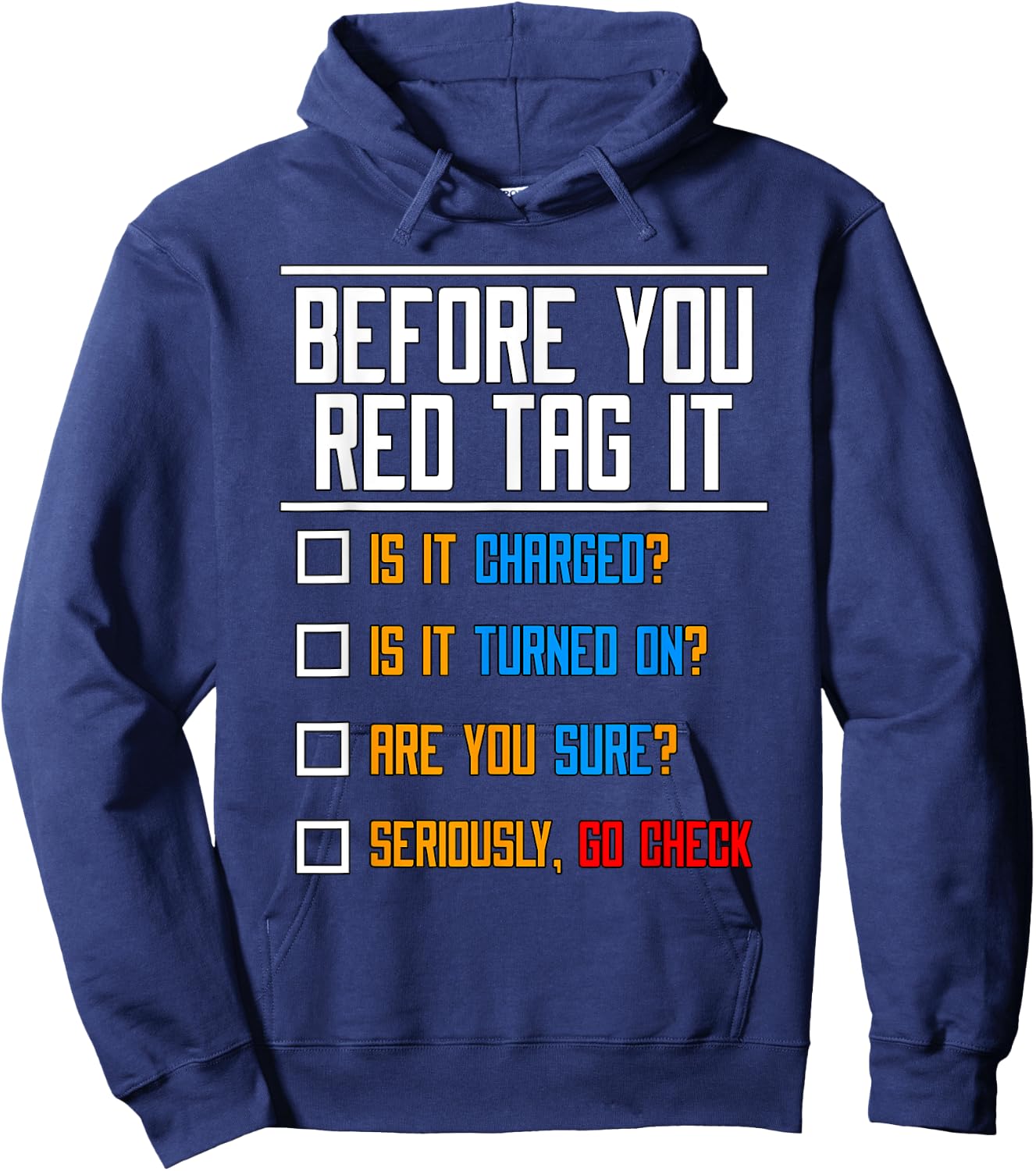 Before You Red Tag IT Associates Problem Solver Swagazon Hoodie - Hoodie | Navy