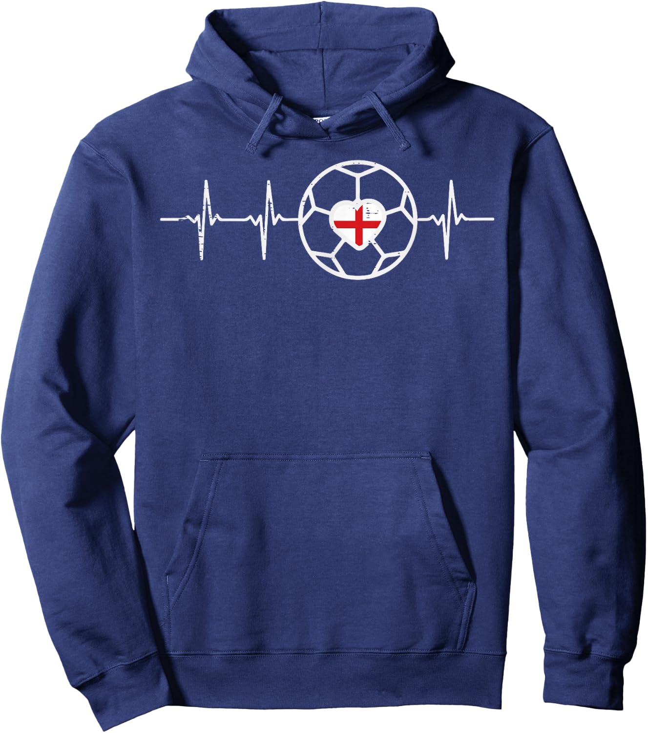 Heartbeat England Flag Soccer Football Fan Men Women Kids Hoodie - Hoodie | Navy