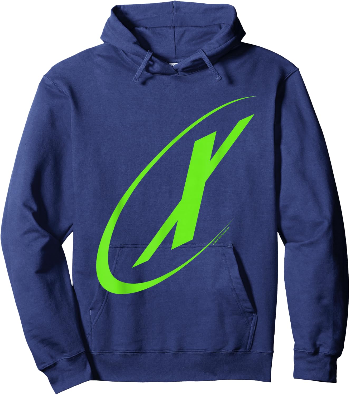 X-Files Retro Neon Green Big X Chest Classic Logo , Black, S Hoodie - Hoodie | Navy