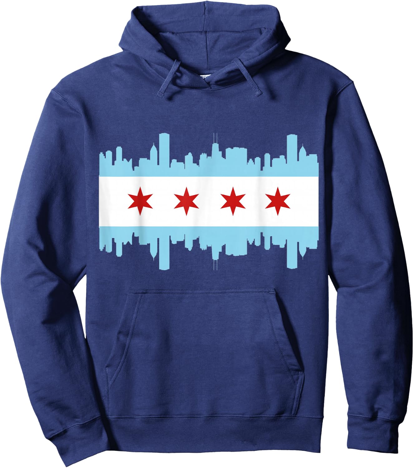 Chicago Flag Skyline Pride Illinois Vintage Hoodie - Hoodie | Navy