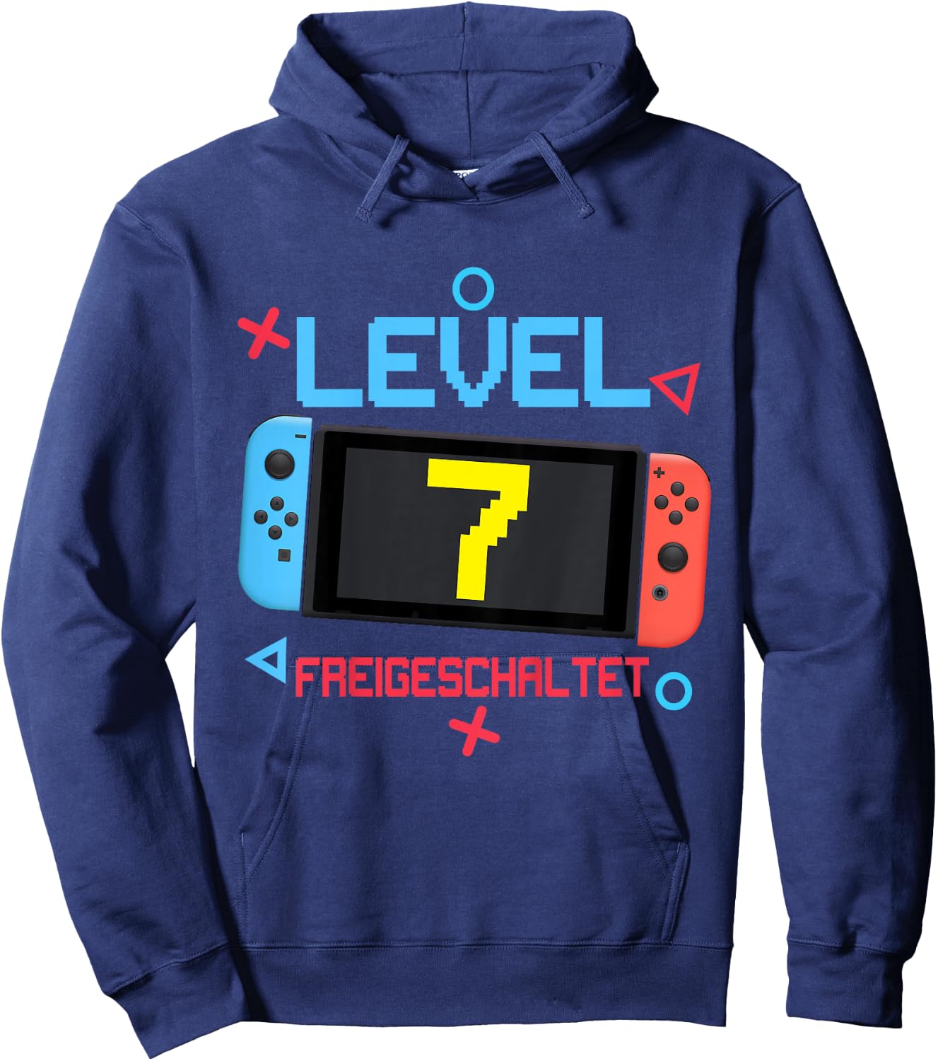 Kids 7th Birthday Boy 7 Years Old Level 7 Unlocked Hoodie - Hoodie | Navy