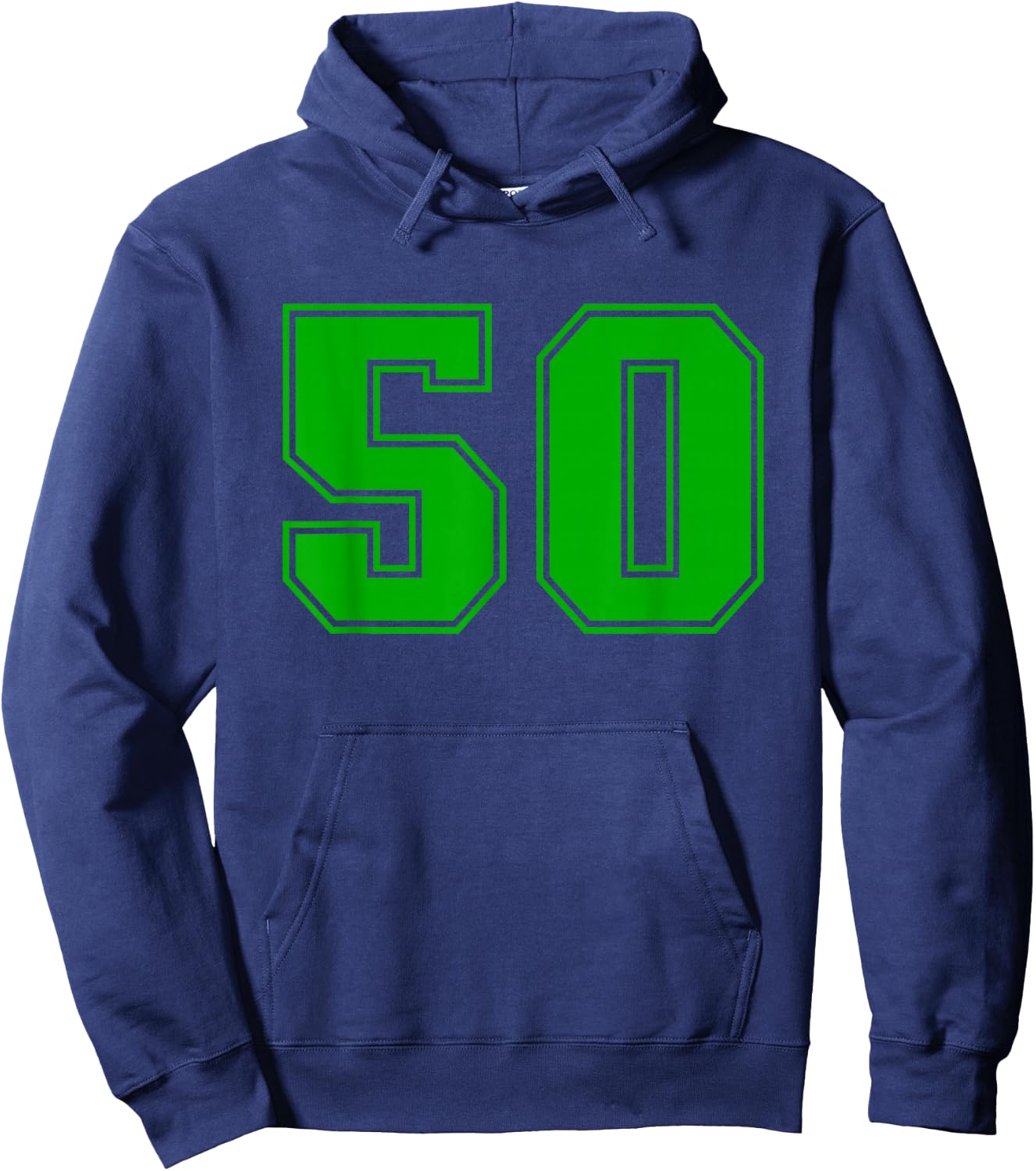 Number #50 Green Sports Fan Jersey Number Hoodie - Hoodie | Navy