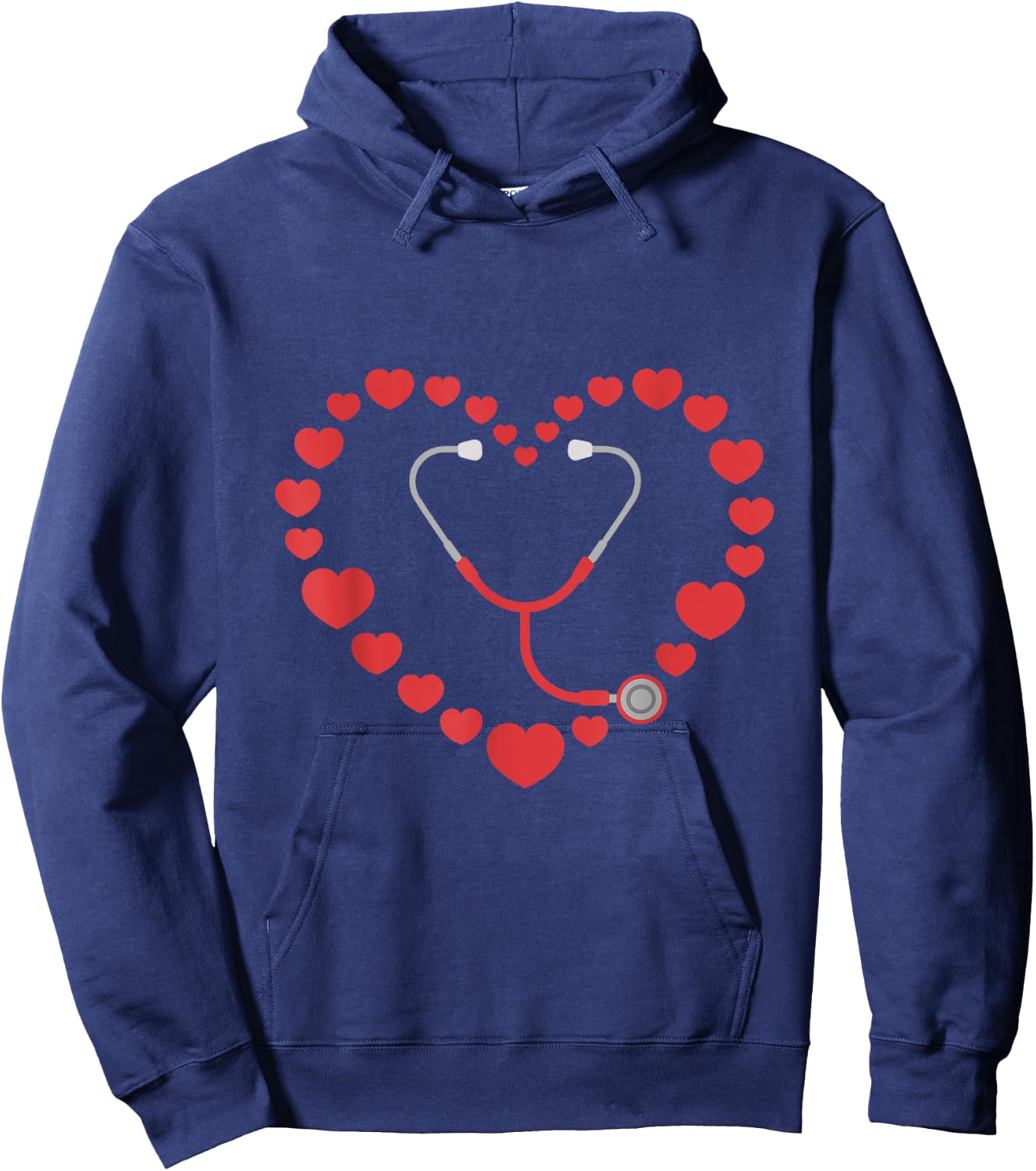 Nurse Stethoscope Heart Valentines Day Nursing Hoodie - Hoodie | Navy