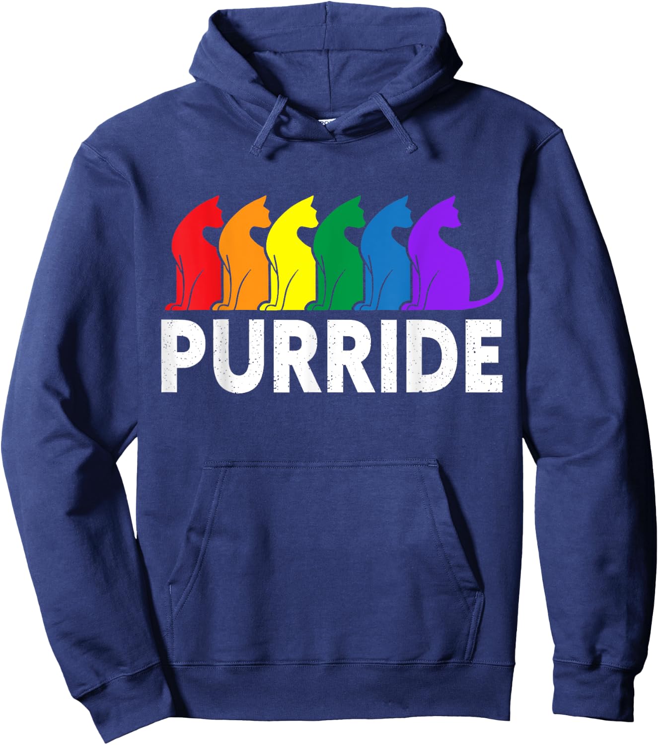 Purride Cat Lover Pride Month Gay Rights Rainbow Cat Hoodie - Hoodie | Navy