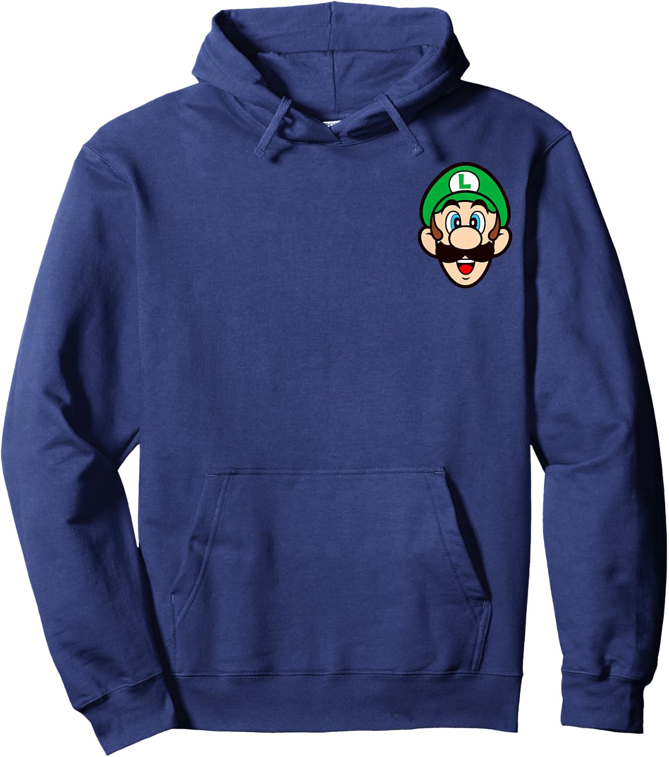Super Mario Bros Luigi Left Chest Portrait Hoodie - Hoodie | Navy