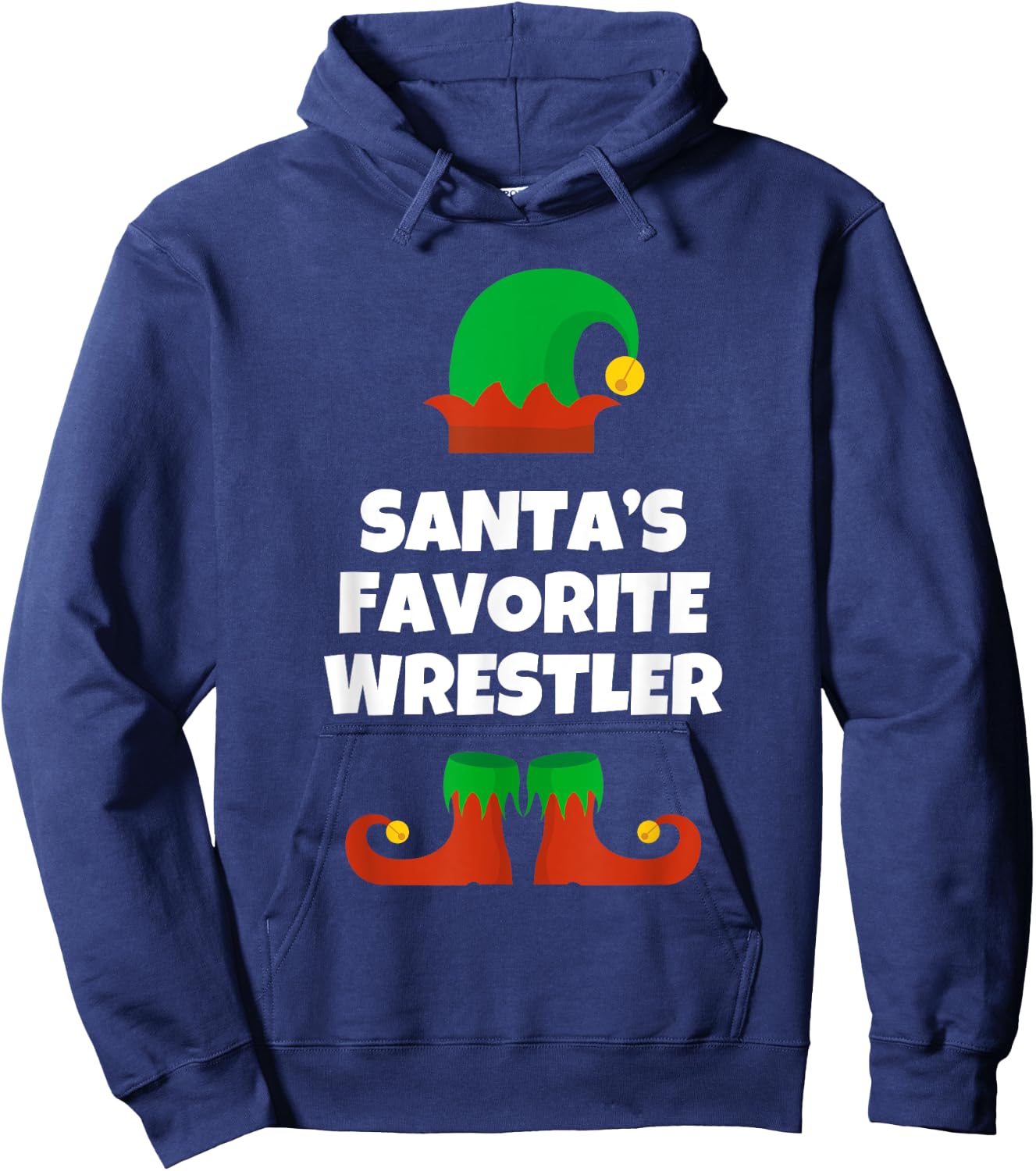 Santas Favorite Wrestler Hat Christmas Funny Pj Wrestling Hoodie - Hoodie | Navy