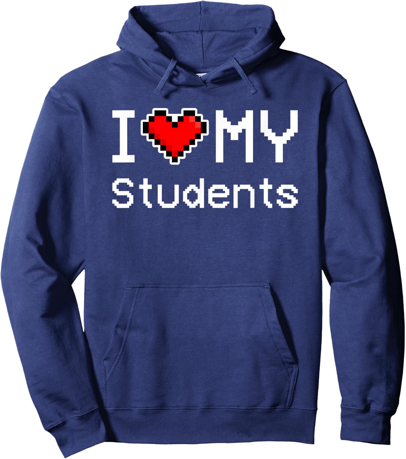 I Love My Students, Pixel Heart, Retro Gamer Hoodie - Hoodie | Navy