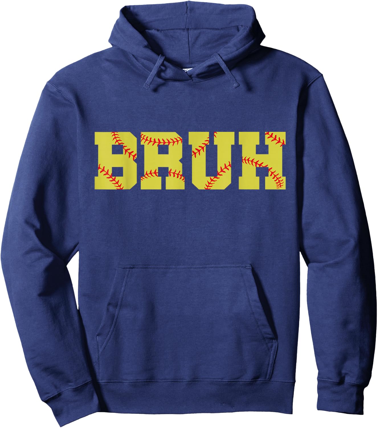 Bruh Meme Funny Softball Boys Son Teens Softball Lover Hoodie - Hoodie | Navy