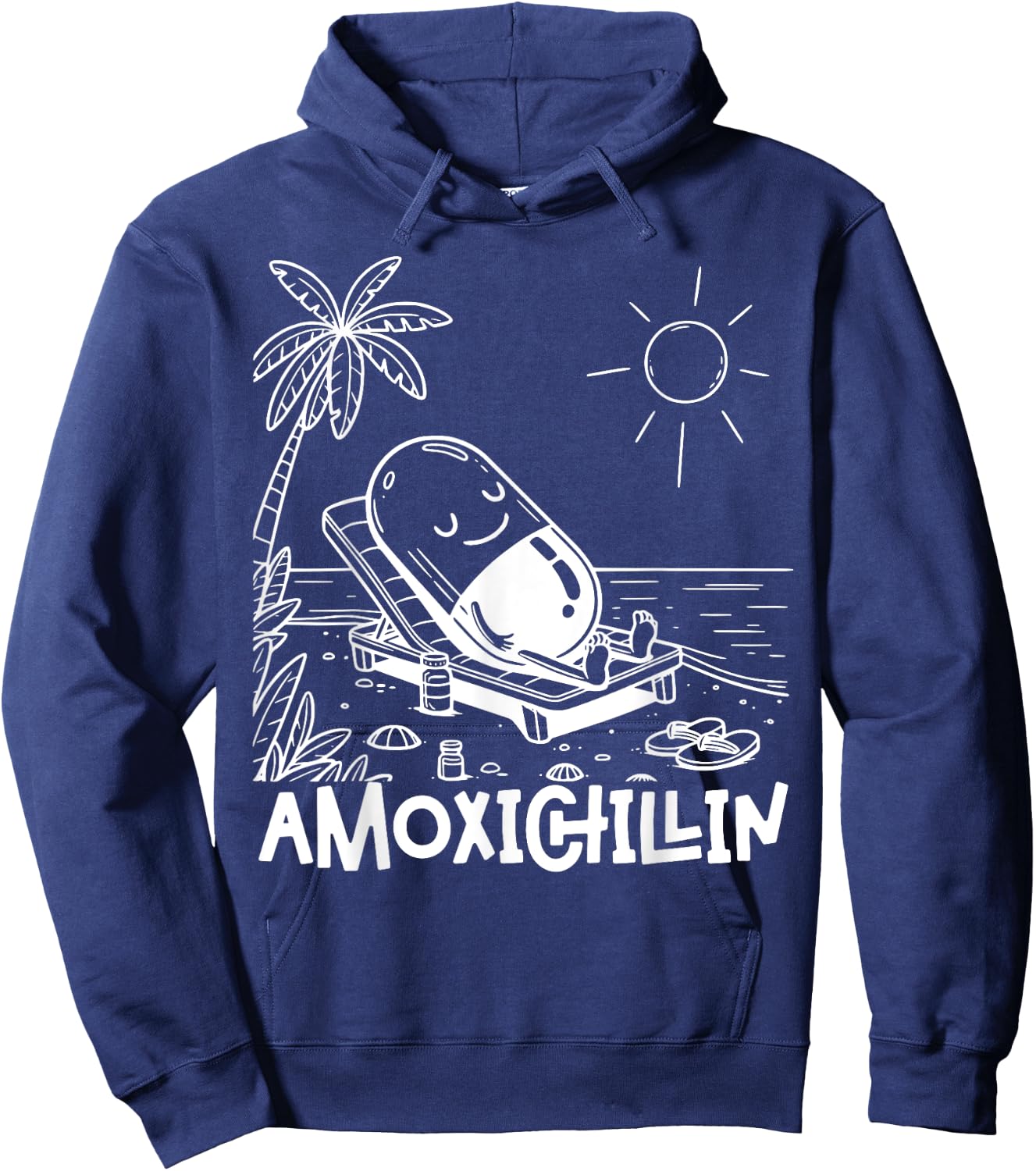 Amoxichillin Funny Pill Beach Vacation Pharmacy Technician Hoodie - Hoodie | Navy
