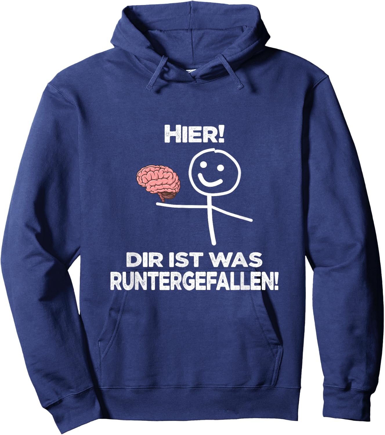 with German Text "Hier ist was unterfallen "Hier ist was unterfallen ", black Hoodie - Hoodie | Navy