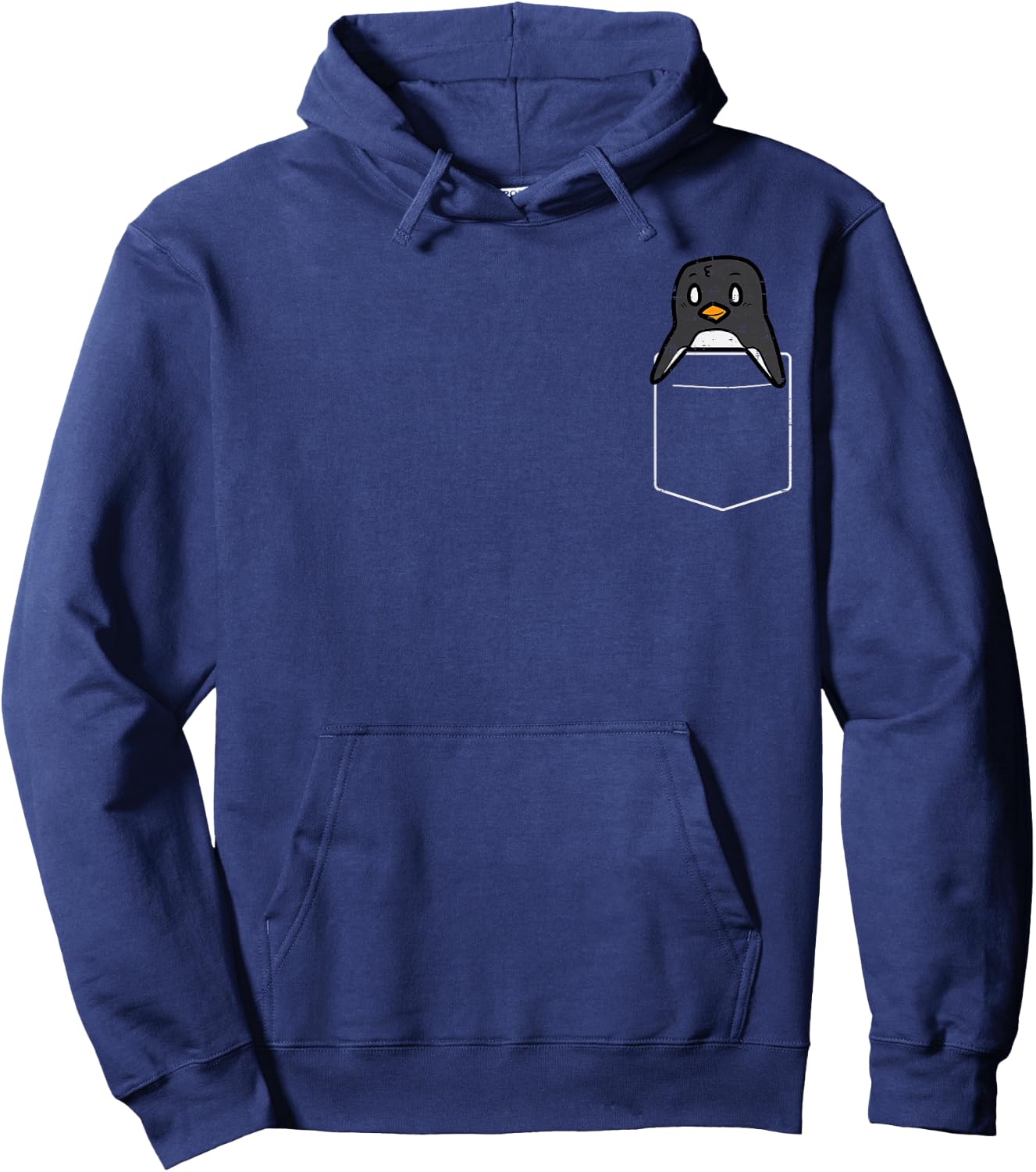 Penguin Peeking Pocket Cute Animal Lover Men Women Kids Boys Hoodie - Hoodie | Navy