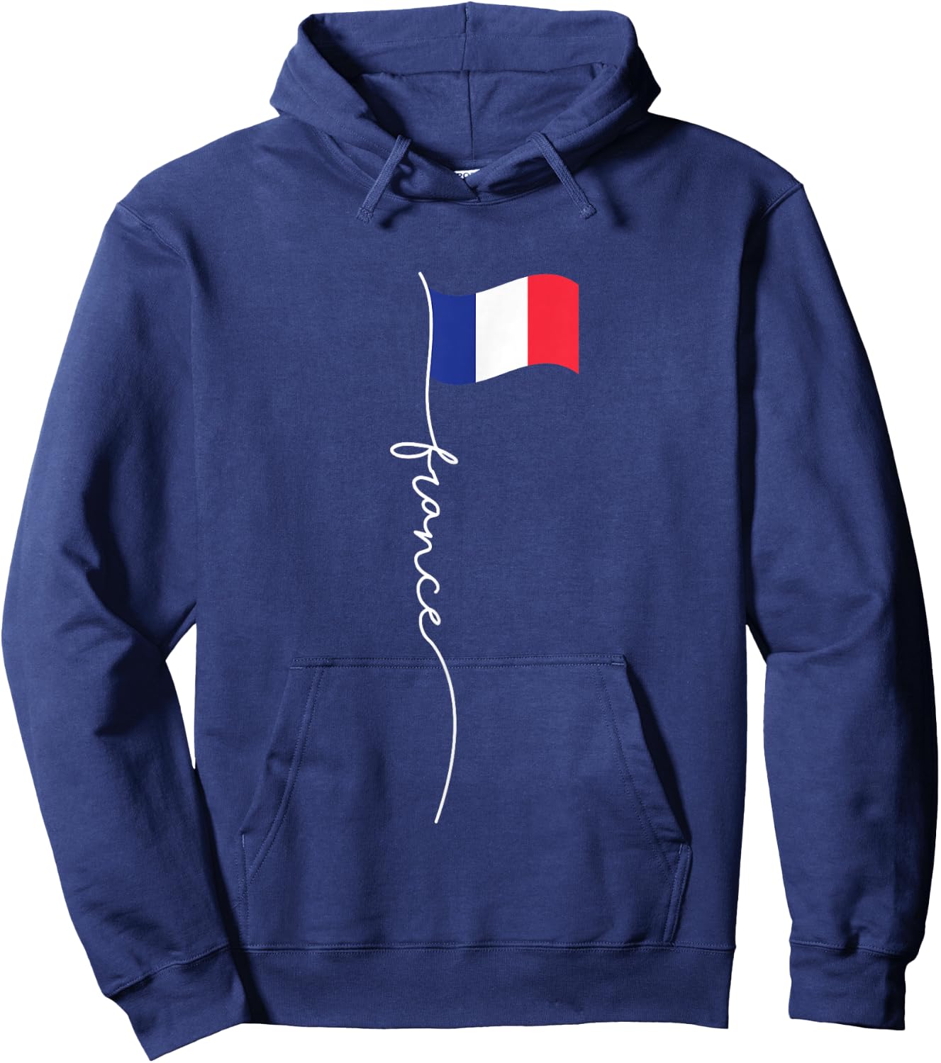 France Signature Flag Pole - Elegant Patriotic French Flag Small Hoodie - Hoodie | Navy
