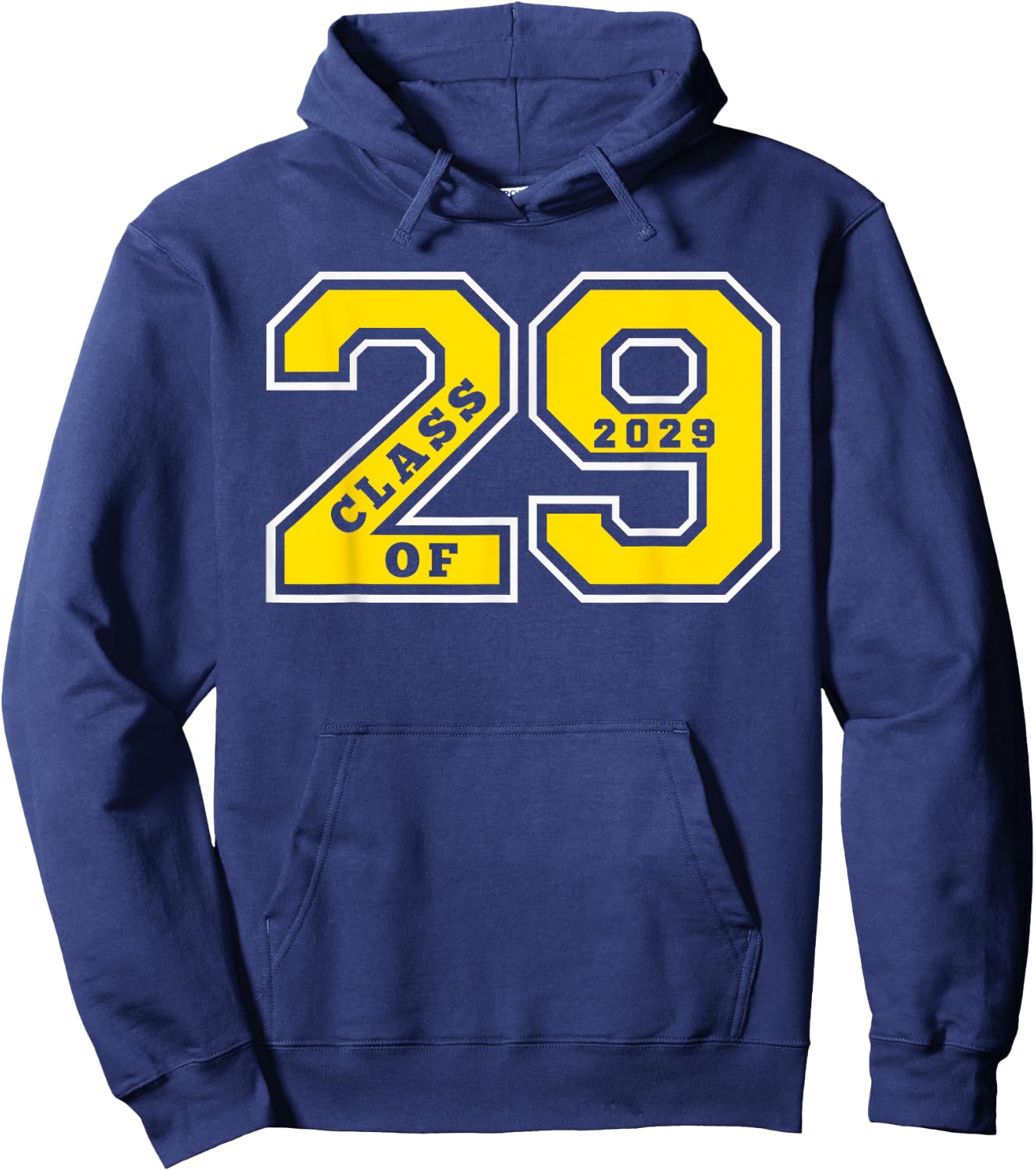 Class of 2029 - Letterman Style Gold Swag Class of 29 Gift 2 Hoodie - Hoodie | Navy