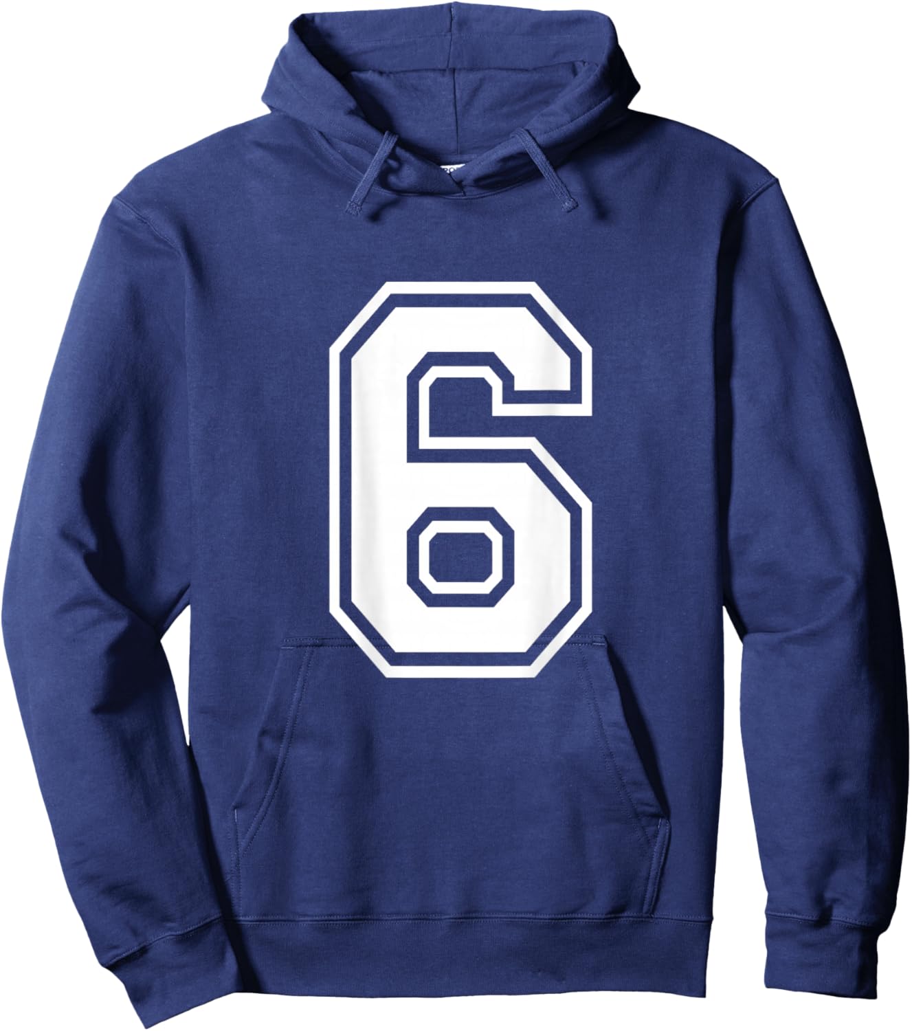 Number 6 Shirt Sports Player Number BACK of Shirt Hoodie - Hoodie | Navy