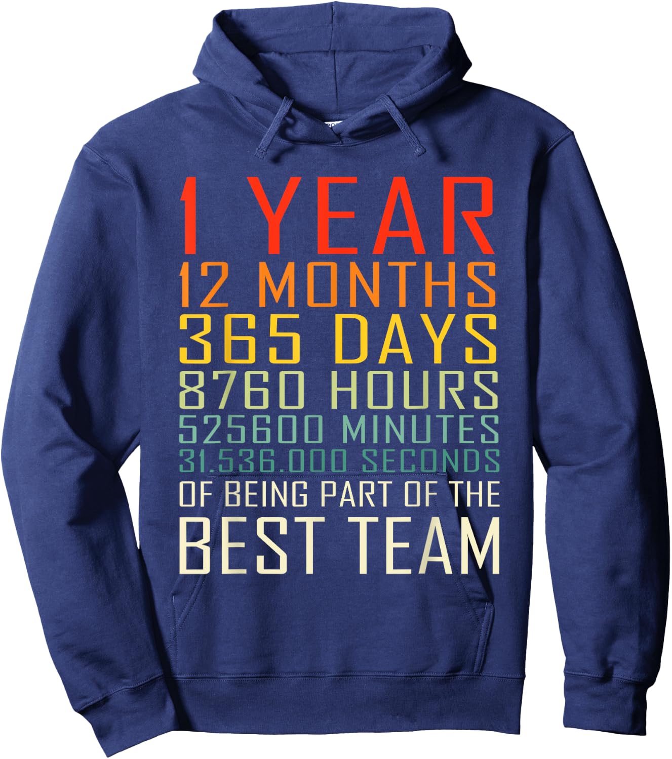 Best Team Vintage Work Anniversary 1 Years Employee Hoodie - Hoodie | Navy
