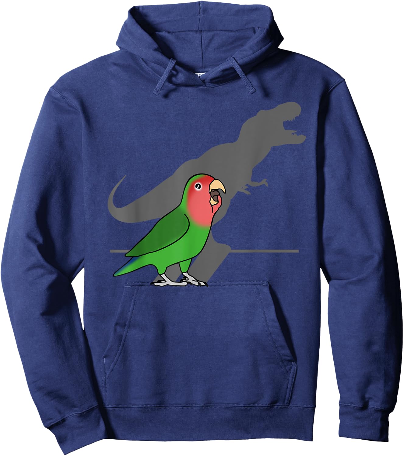 Funny Dinosaur T-Rex Shadow Rosy faced Green Lovebird Hoodie - Hoodie | Navy