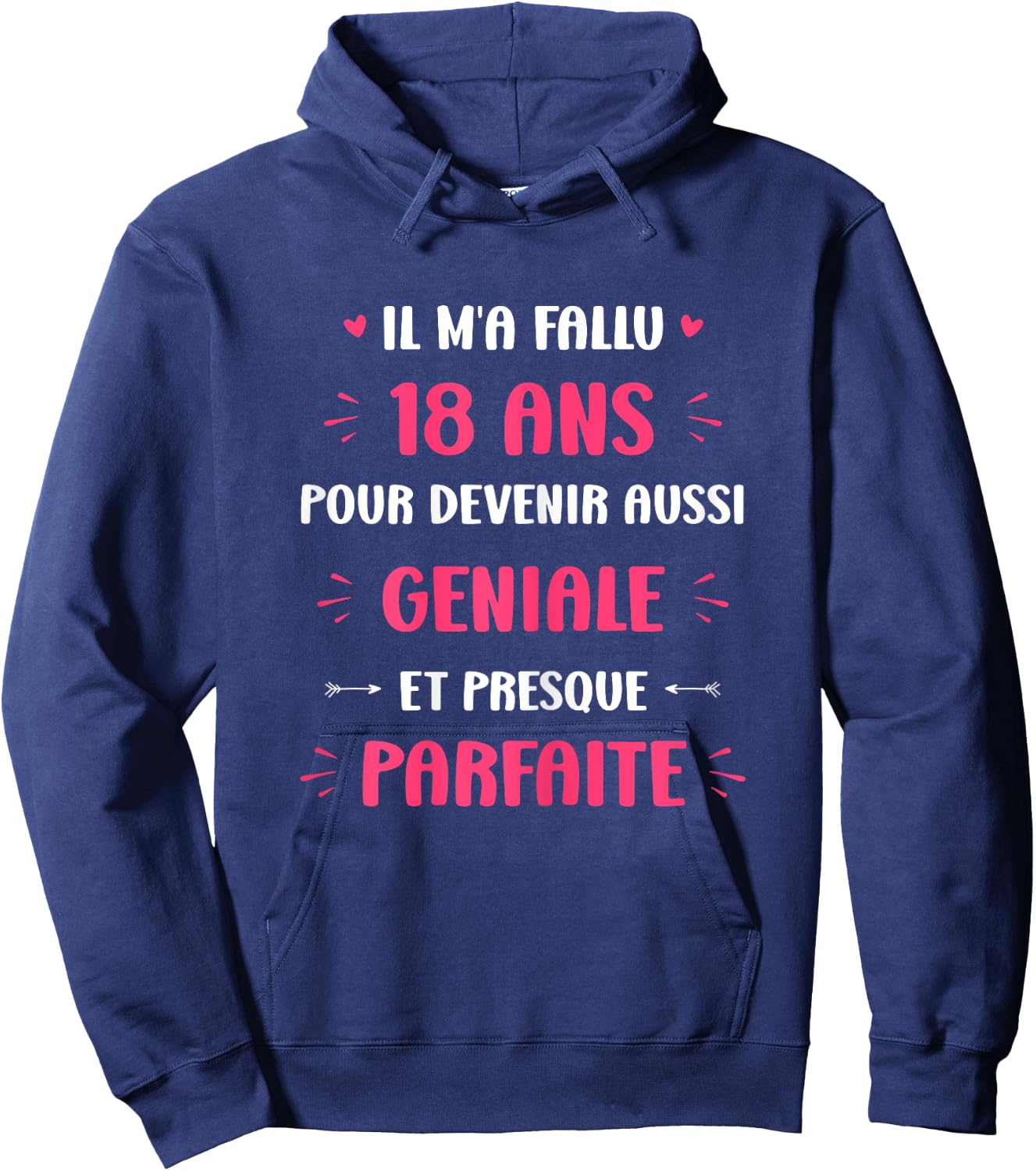 Funny Awesome 18 Years Woman Birthday 18 Years , Black, Female X-Small Hoodie - Hoodie | Navy
