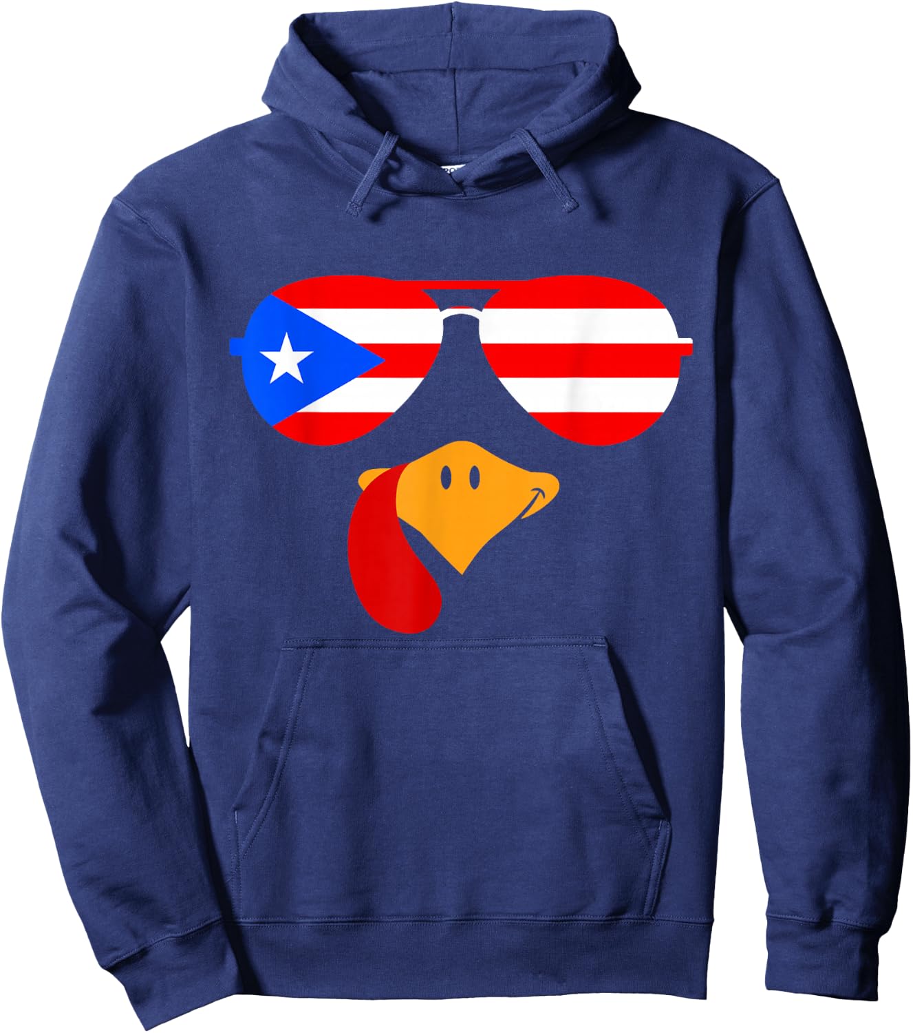 Turkey Face Thanksgiving For Boys Puerto Rico Flag Boricua Hoodie - Hoodie | Navy