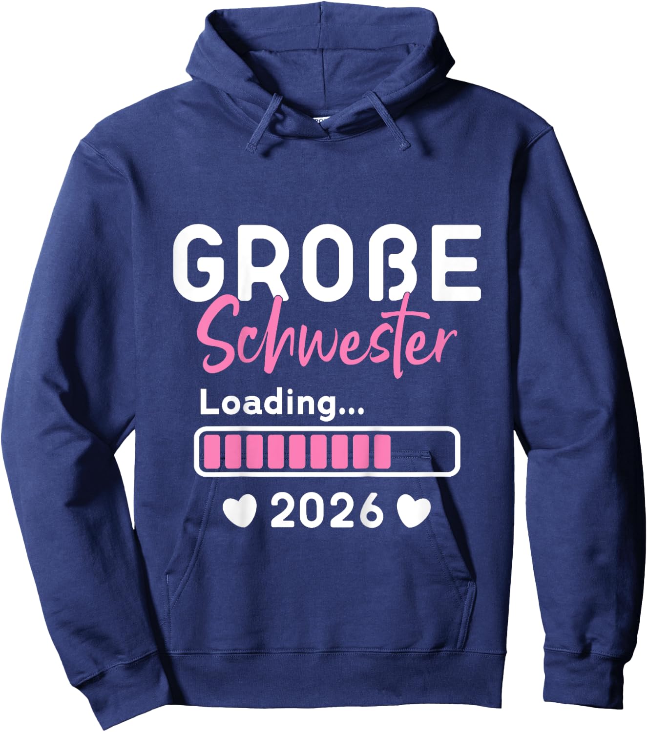Children's Big Sister Loading 2026, I Will Be Big Sister 2026 , black Hoodie - Hoodie | Navy