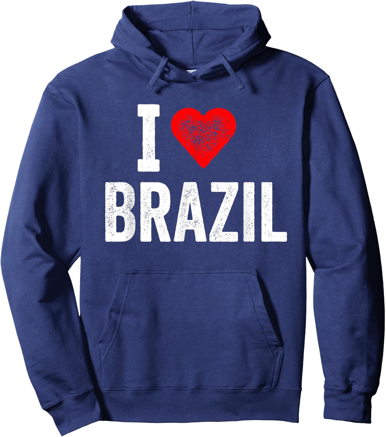 Funny Retro Design I Love Brazil with a Red Heart Hoodie - Hoodie | Navy