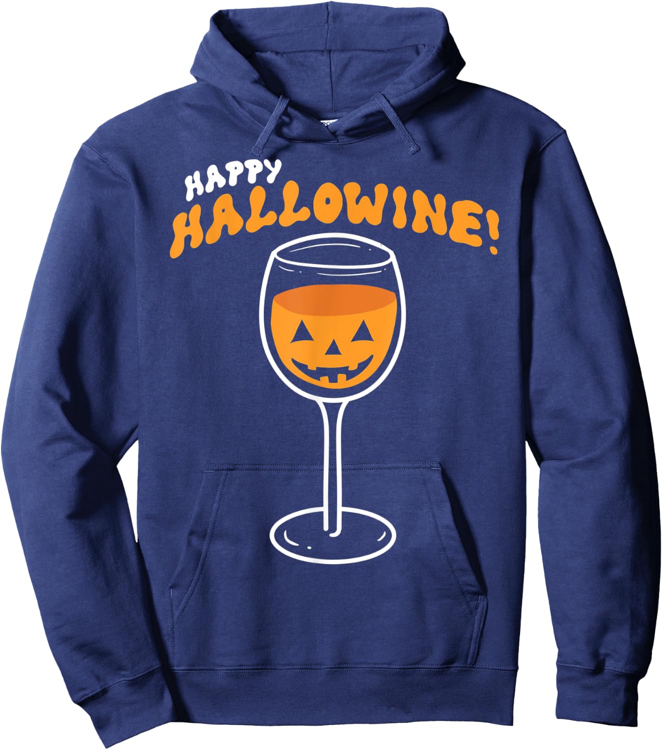 Happy Hallowine Halloween Wine Drinking Hoodie - Hoodie | Navy