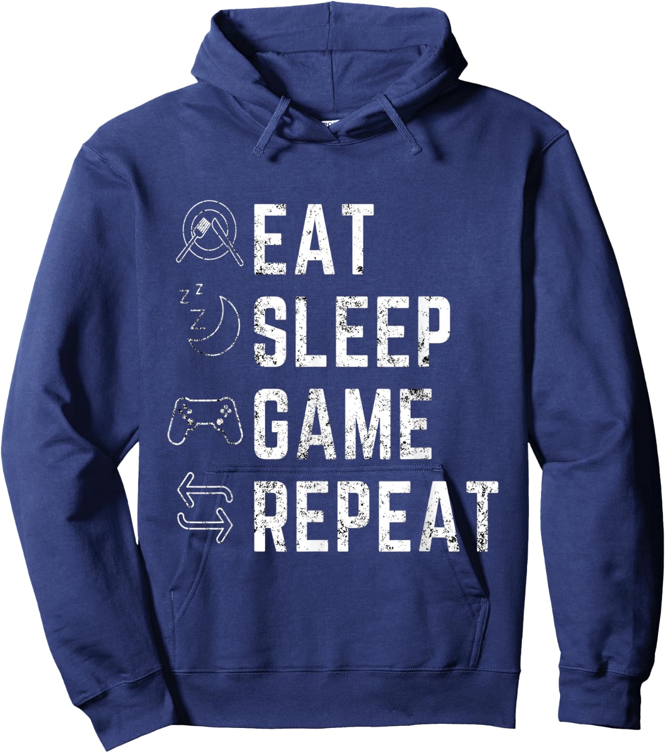Eat Sleep Game Repeat - Funny Gift Gamer Designed Hoodie - Hoodie | Navy
