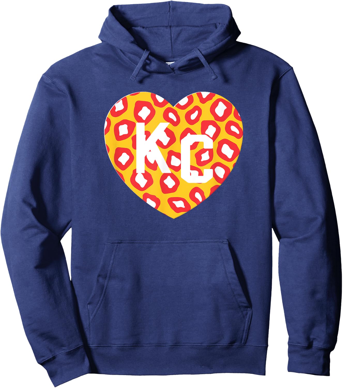 KC Heart Red/Yellow Animal Print Kansas City Hearts Kc Heart Hoodie - Hoodie | Navy