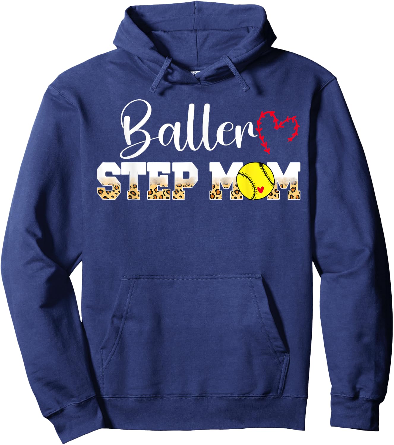 Baller Step-Mom Softball Step-Mom Softball Player Stepmom Hoodie - Hoodie | Navy
