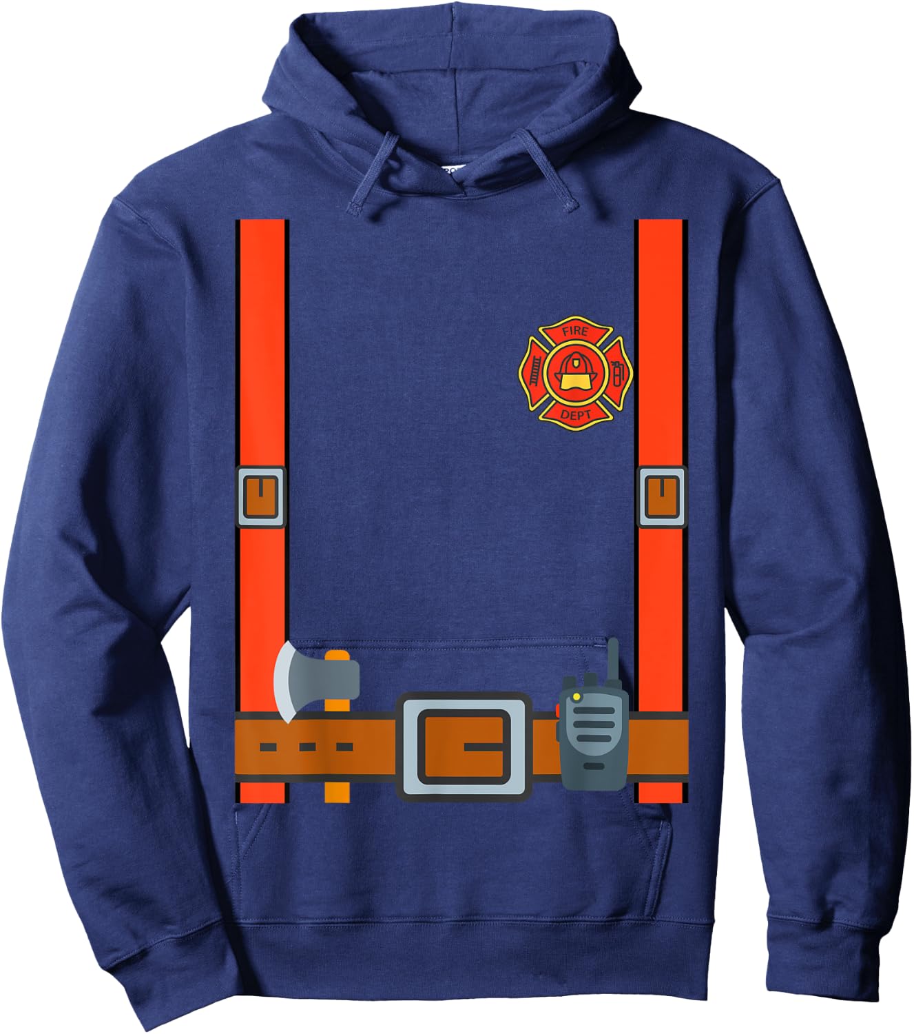 Fireman Halloween DIY Firefighter Uniform Costume Dressup Hoodie - Hoodie | Navy