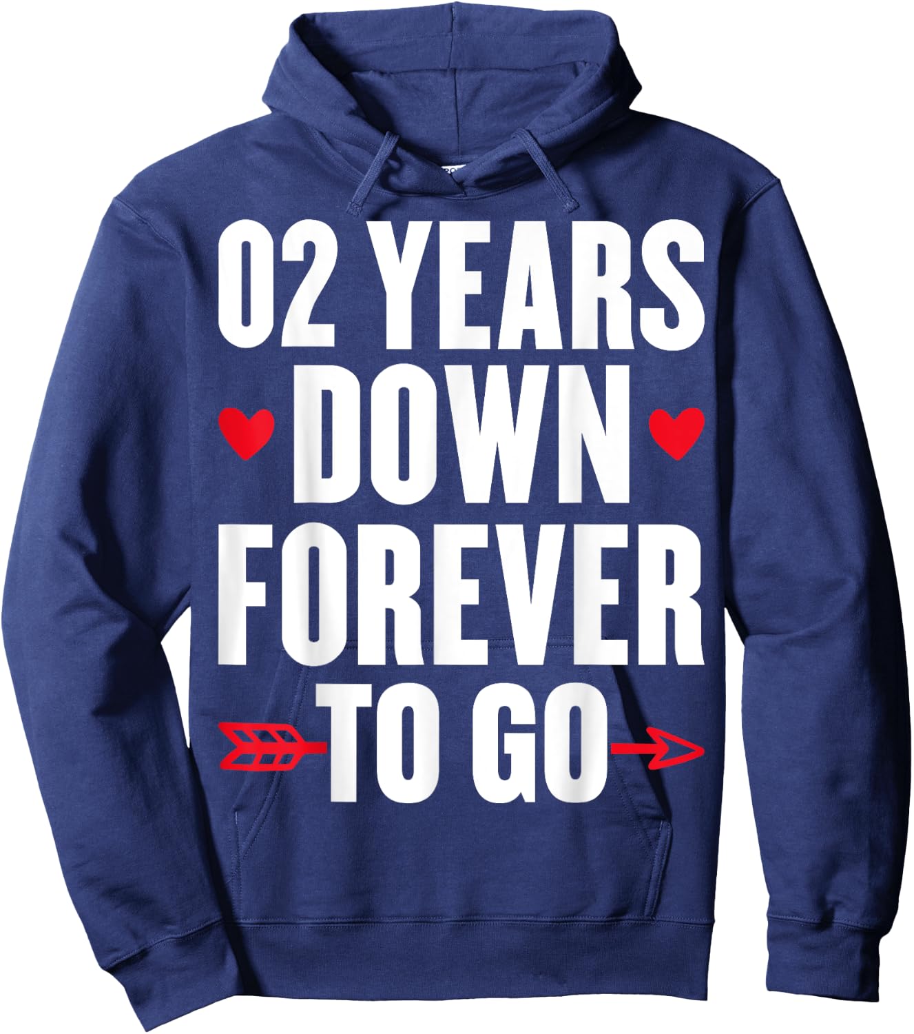 2 Years Down Forever To Go 2nd Anniversary 2 Years Marriage Hoodie - Hoodie | Navy
