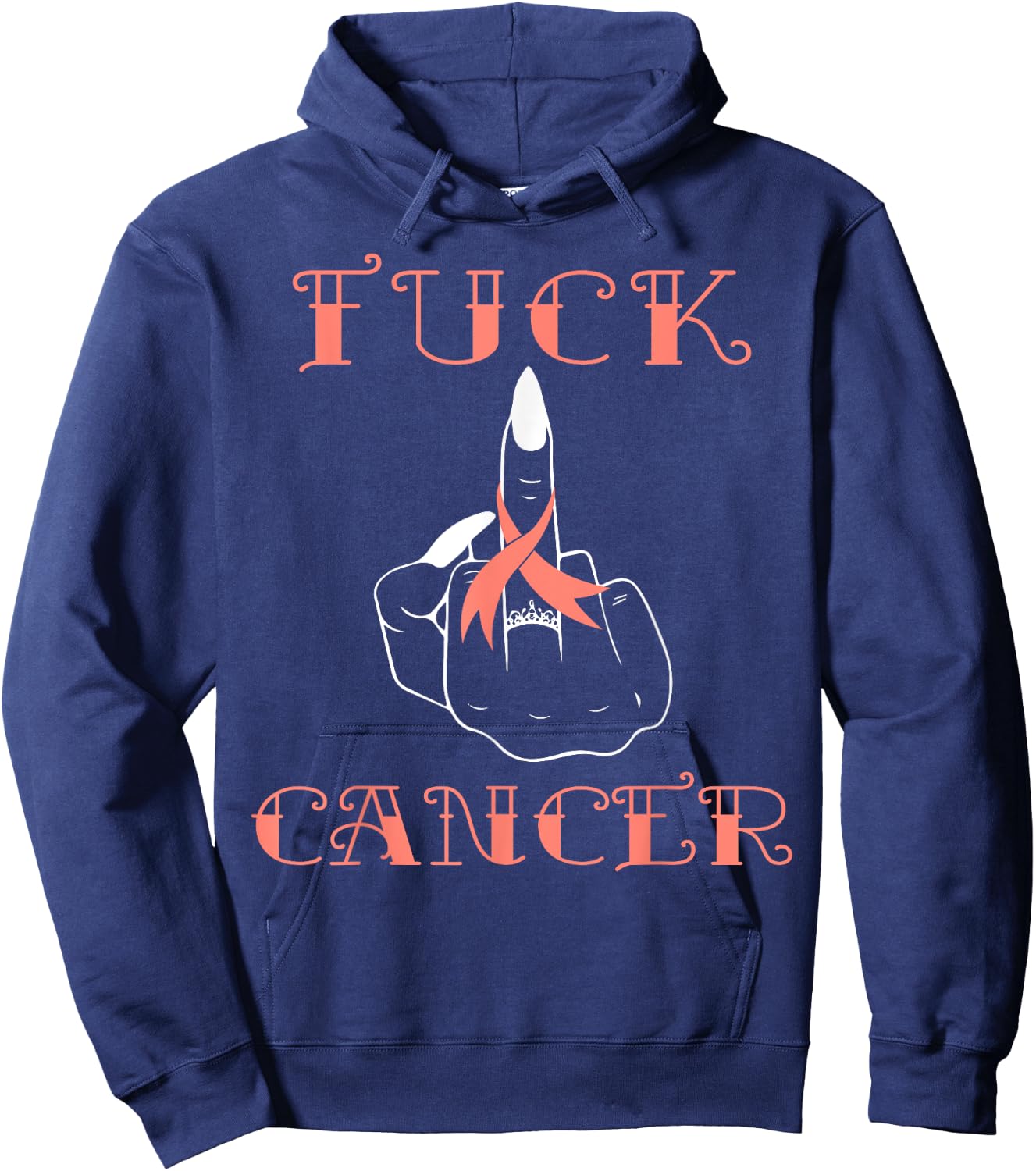 Fuck Cancer Tattoos Survivor Peach Ribbon Uterine Cancer Hoodie - Hoodie | Navy
