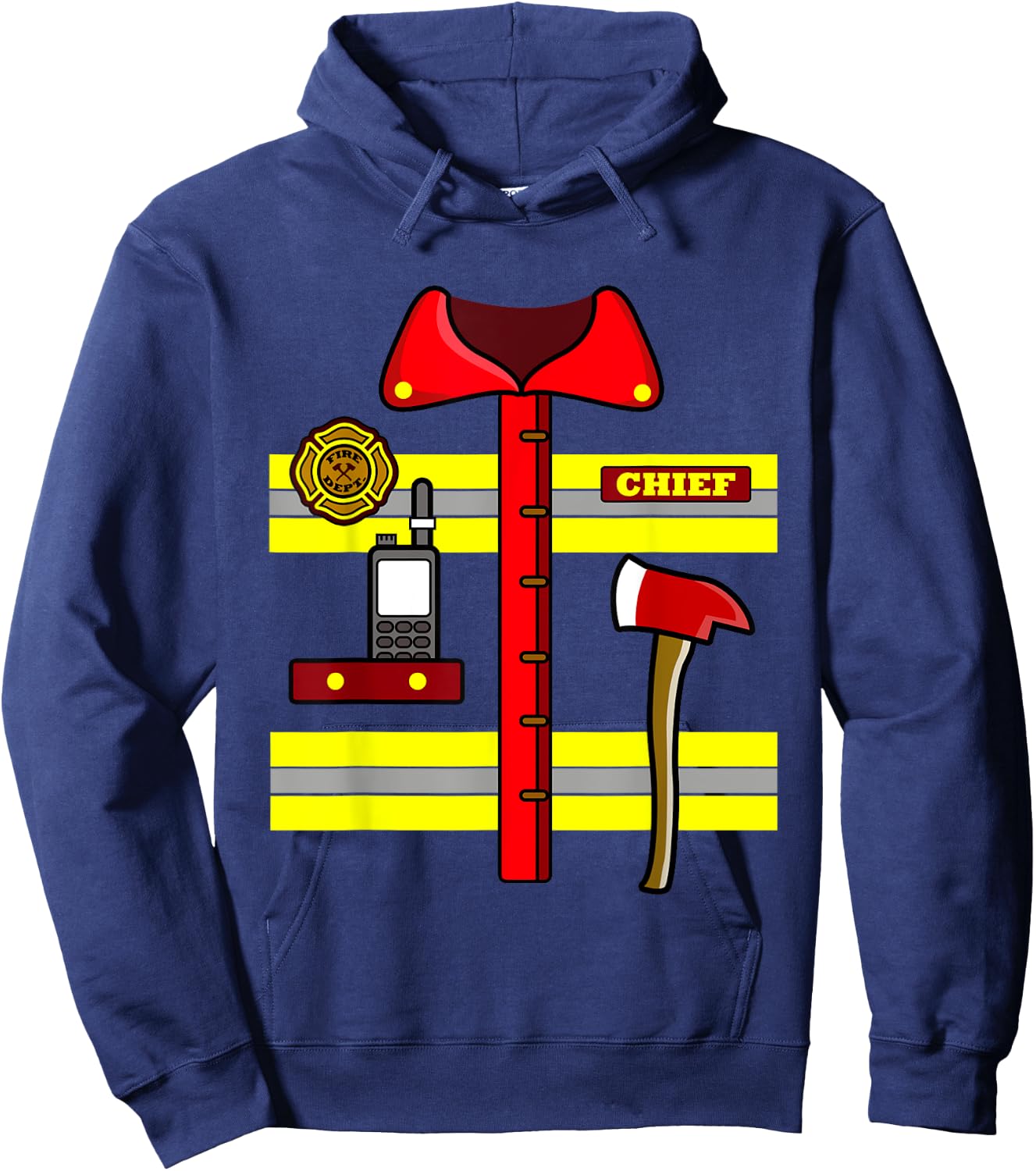 Adult Kids Halloween Fireman Firefighter Costume Hoodie - Hoodie | Navy