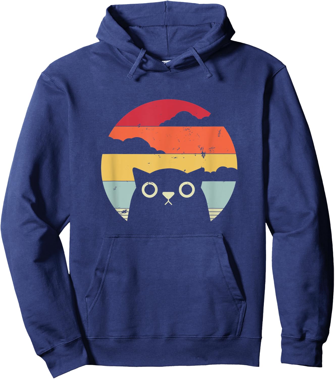 Funny Cat Retro Style Hoodie - Hoodie | Navy