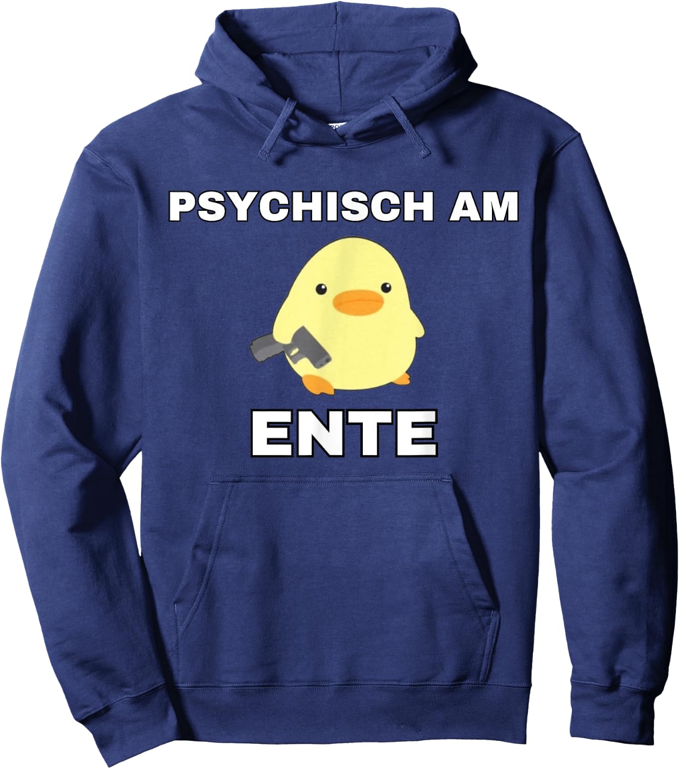 Lustige Geschenke versaute Geschenke - Psychisch am Ente - Funny Black Adult Cartoon Duck with V-Neck Small EU Hoodie - Hoodie | Navy