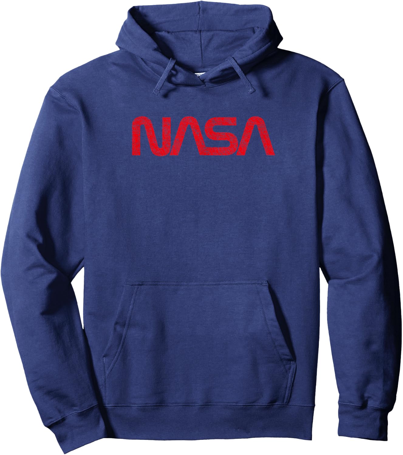 NASA Space Shirt - Distressed Red Worm Logo Design Hoodie - Hoodie | Navy