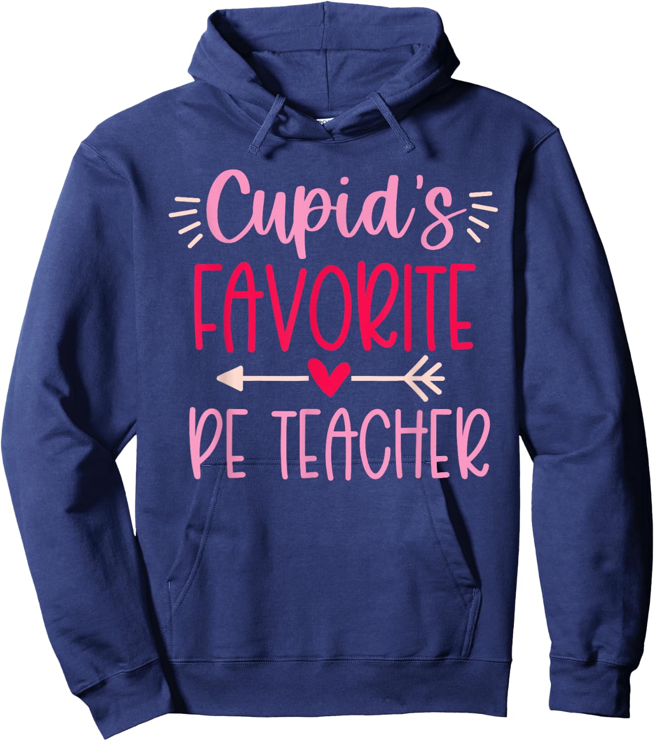 Cute Cupid's Favorite PE Teacher Valentine's Day Design Hoodie - Hoodie | Navy