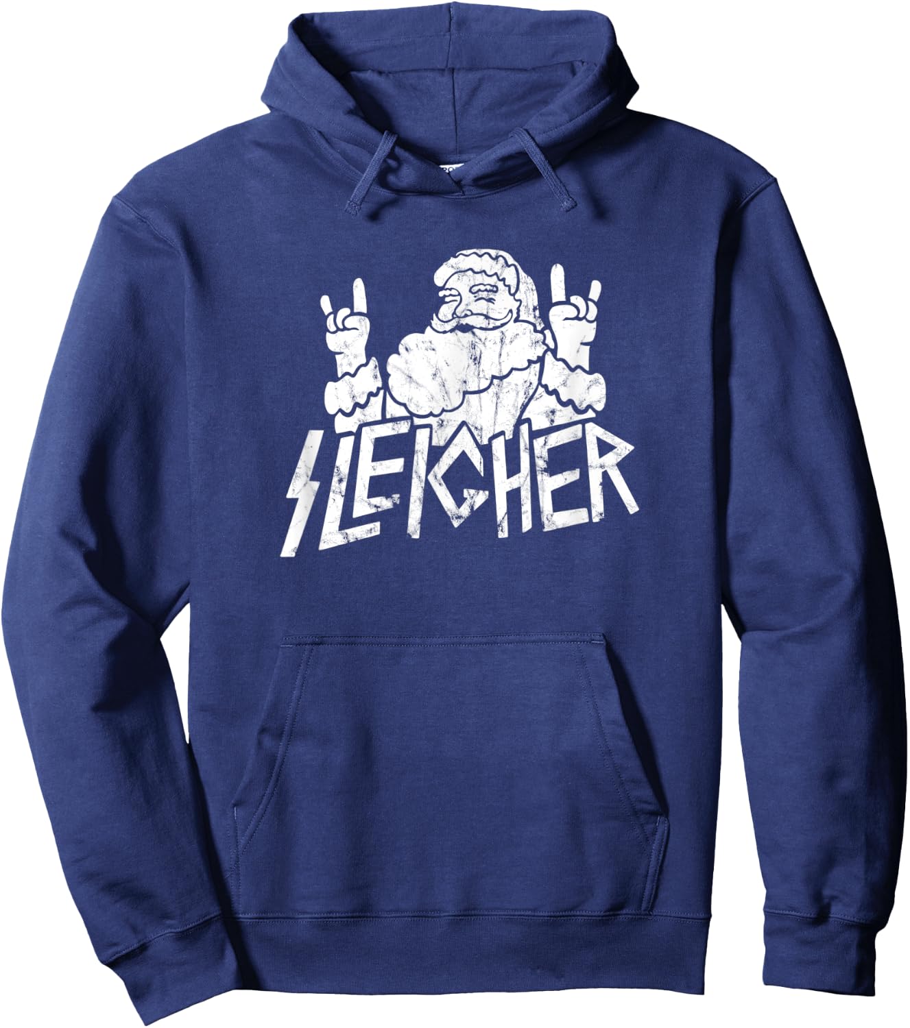 Santa Sleigher Funny Christmas for Metalheads Vintage Hoodie - Hoodie | Navy