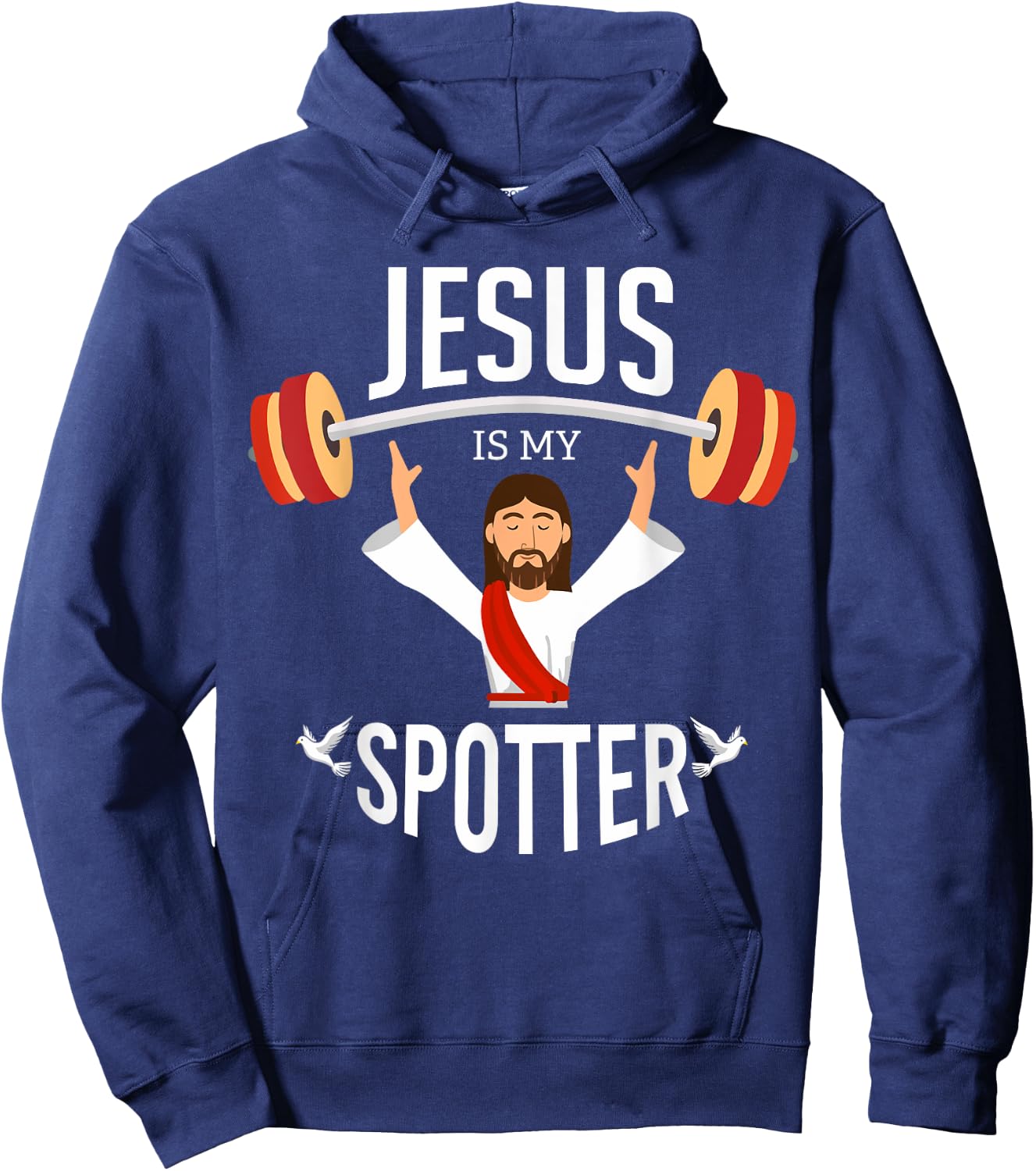 Jesus Is My Spotter | Funny Gym & Workout Christian Gifts Hoodie - Hoodie | Navy