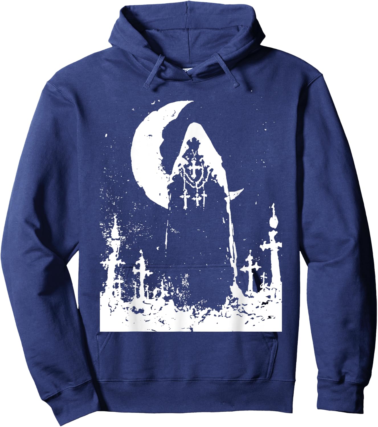 Skull Doom Metal Black Metal | Gothic Grunge Occult Satanic Hoodie - Hoodie | Navy