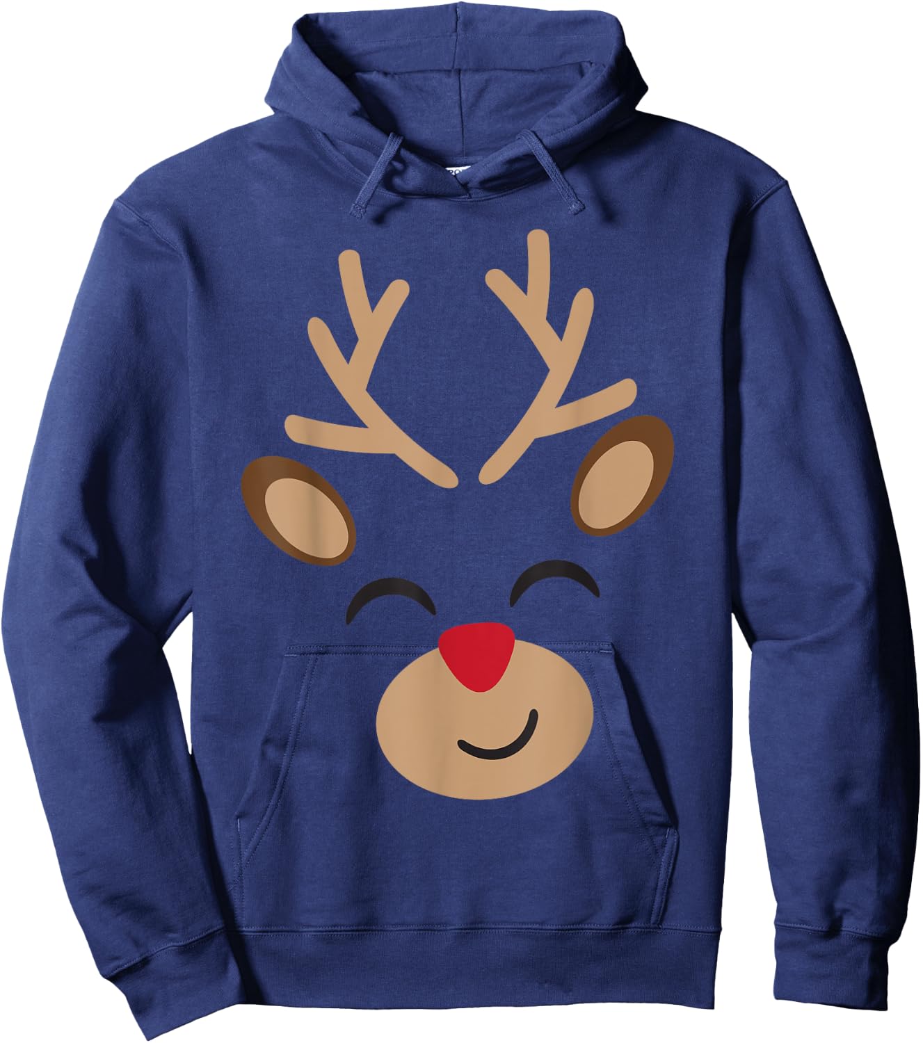 Adorable Reindeer Holiday Graphic - Festive Christmas Design Hoodie - Hoodie | Navy