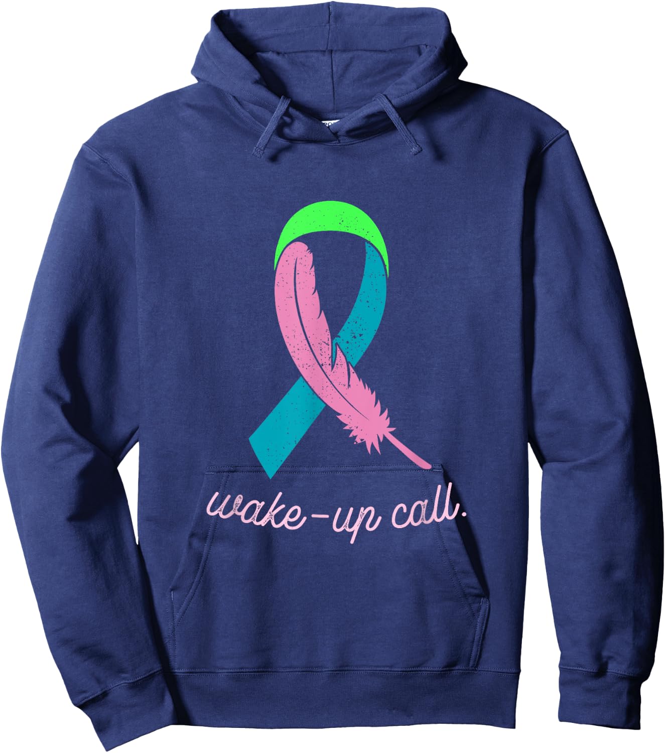 Metastatic Breast Cancer Awareness Wake-Up Call Pink Ribbon Hoodie - Hoodie | Navy