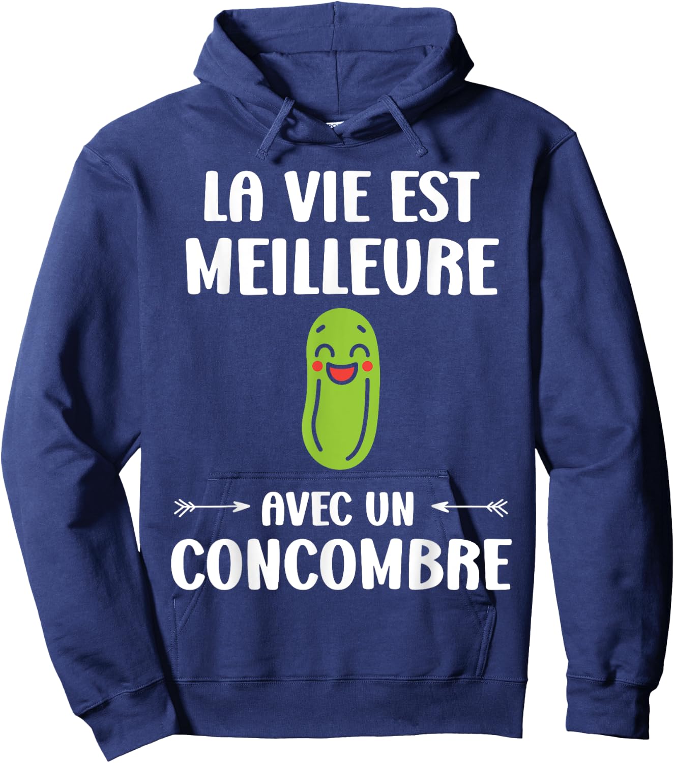 Humor Vegetable Life is Better with a Cucumber , Black, S Hoodie - Hoodie | Navy