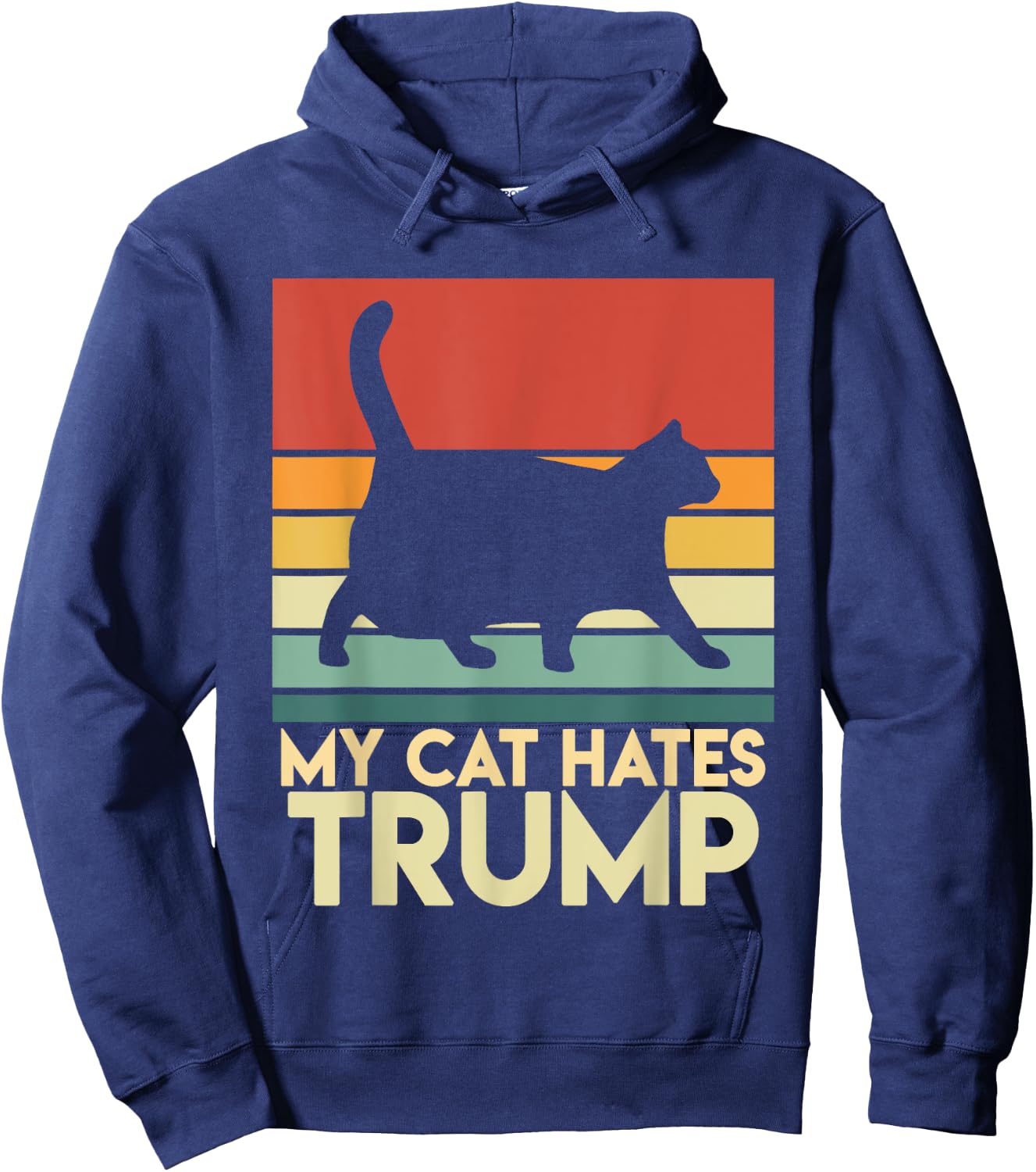 My Cat Hates Trump Funny Chonk Cat Trump Mug Shot Men Women Hoodie - Hoodie | Navy