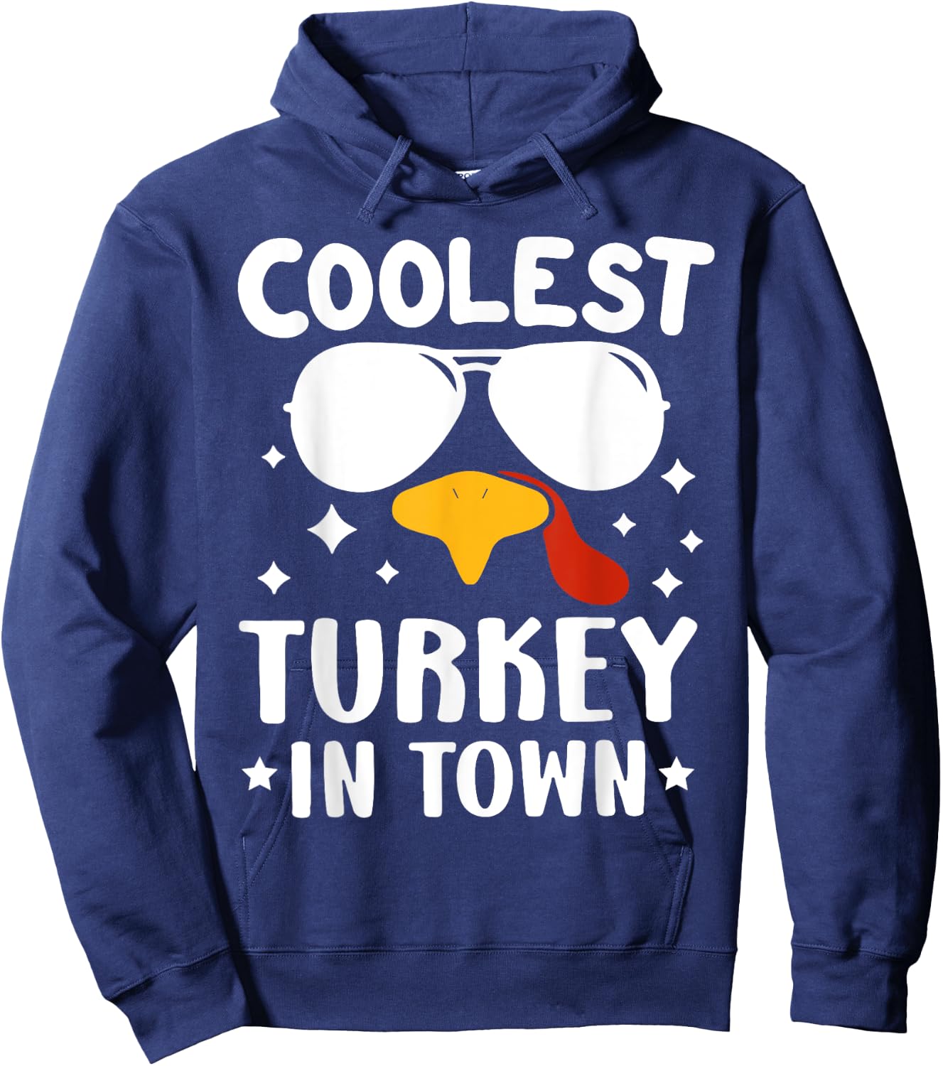 Funny Coolest Turkey In Town Shirt - Adults Thanksgiving - Black - Small - Short Sleeve - - Solid - Retro - Fall Hoodie - Hoodie | Navy