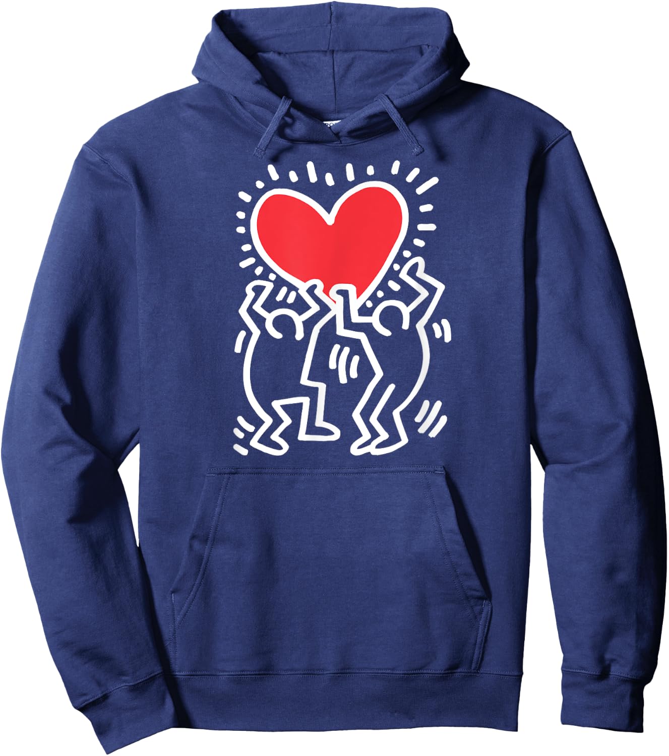 Keith Haring Dancing Heart Artwork , black Hoodie - Hoodie | Navy